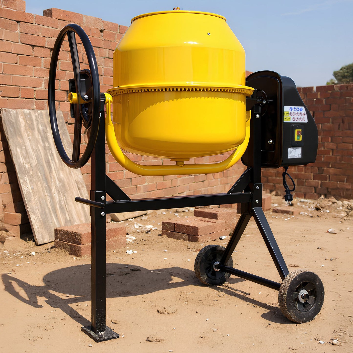 Kartrite Portable 140L Concrete Cement Mixer Sand Gravel Dual Mix Blades & Tipper Lock 550W Heavy Duty Rubber Wheels