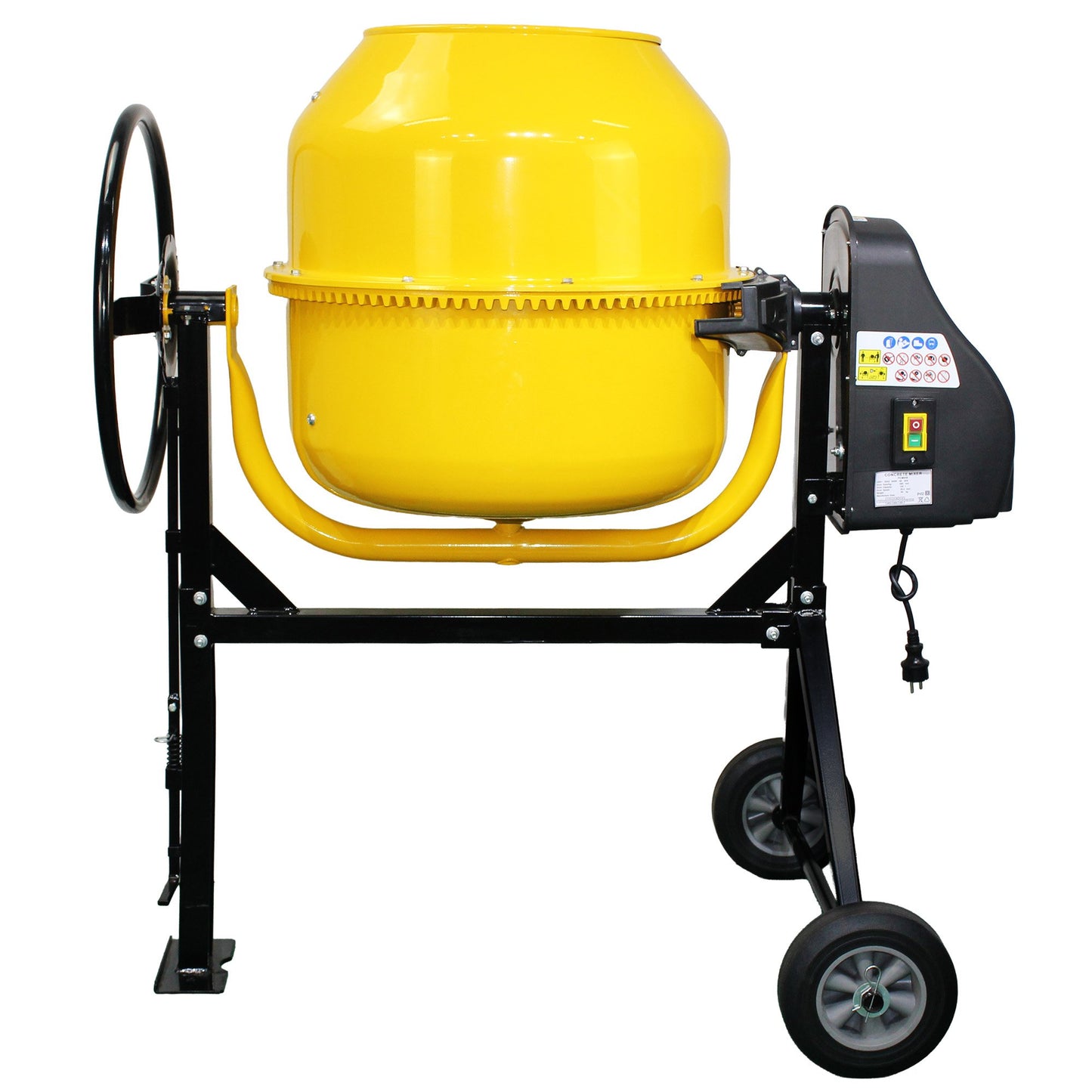 Kartrite Portable 200L Concrete Cement Mixer Sand Gravel Dual Mix Blades & Tipper Lock 850W Heavy Duty Rubber Wheels