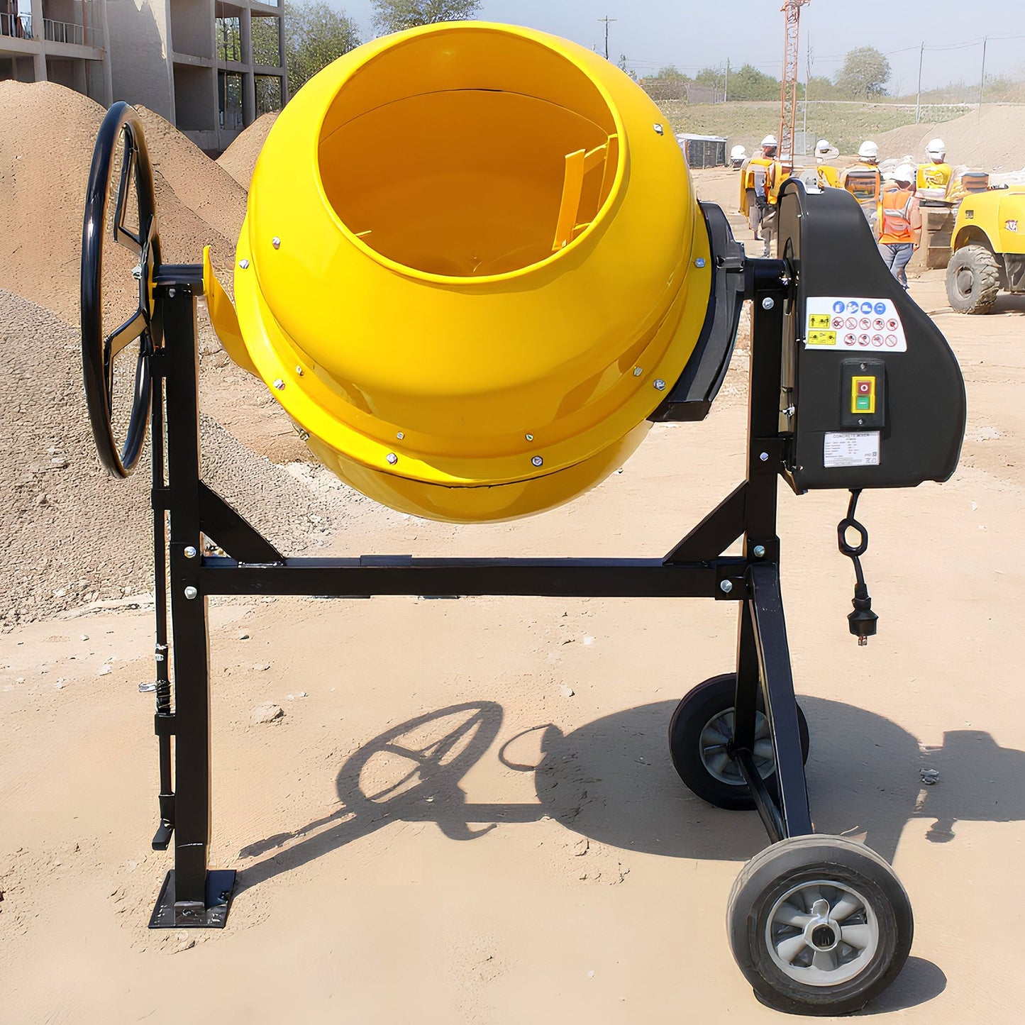 Kartrite Portable 200L Concrete Cement Mixer Sand Gravel Dual Mix Blades & Tipper Lock 850W Heavy Duty Rubber Wheels