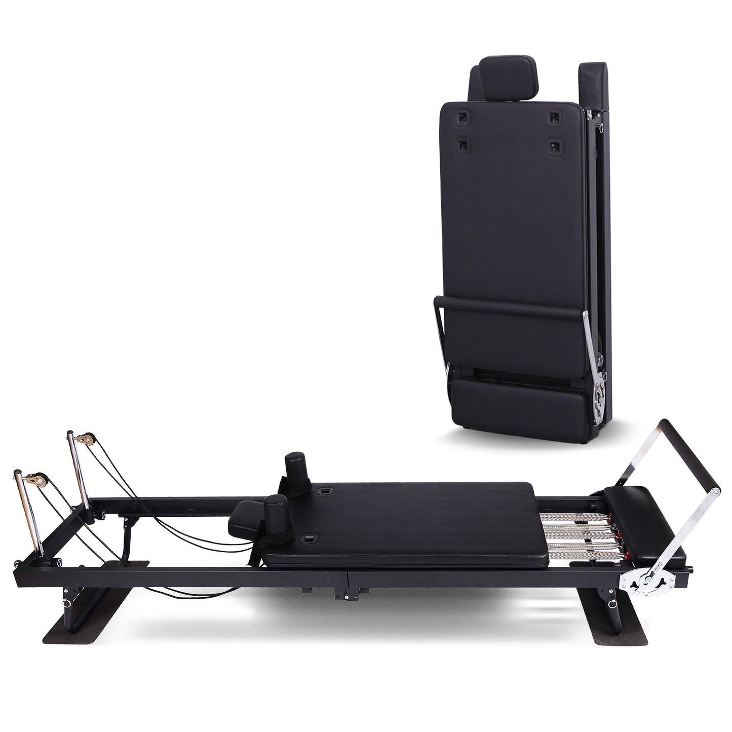 Powertrain Aria Pilates Reformer Machine Steel Foldable Home Gym Equipment Exercise Trainer Black