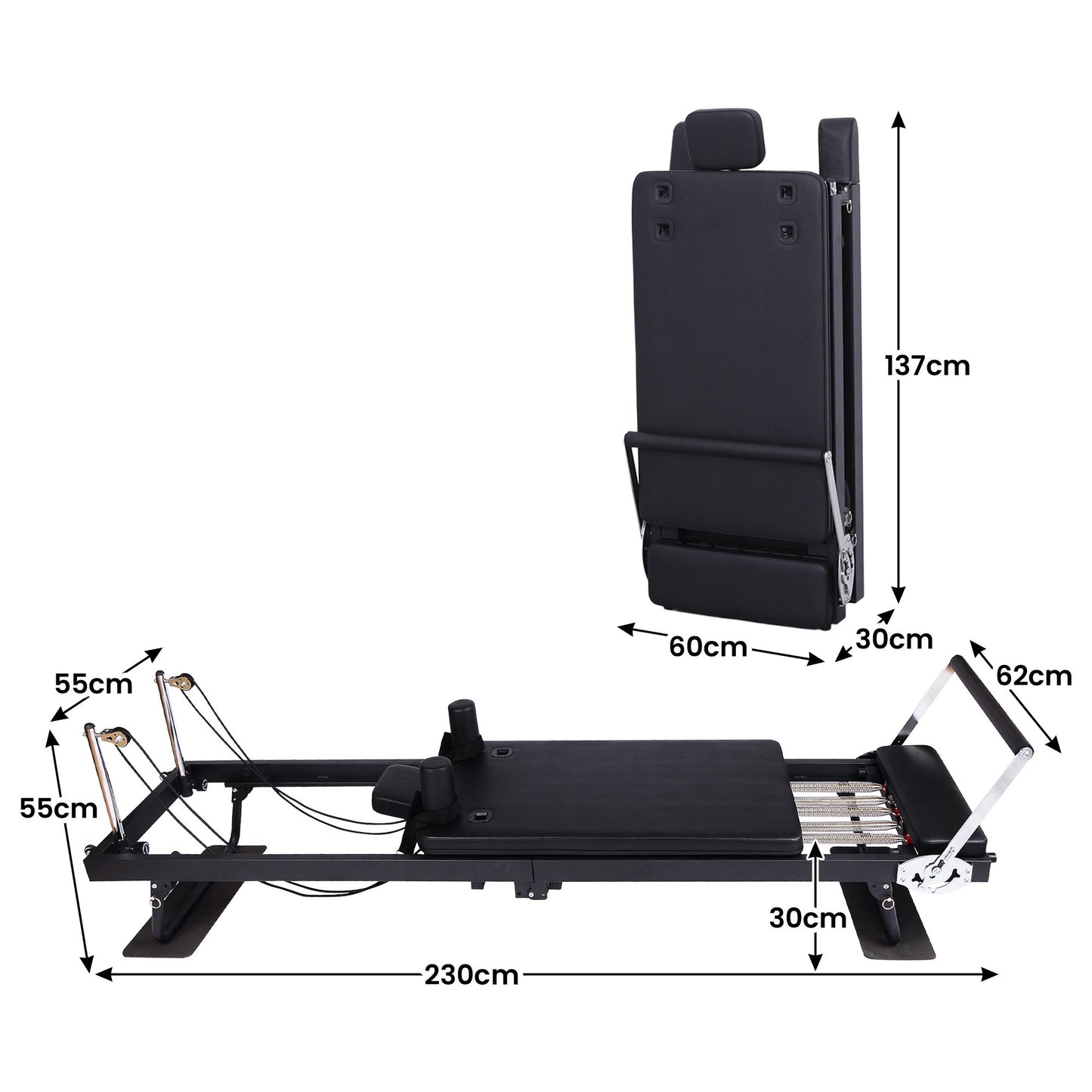 Powertrain Aria Pilates Reformer Machine Steel Foldable Home Gym Equipment Exercise Trainer Black