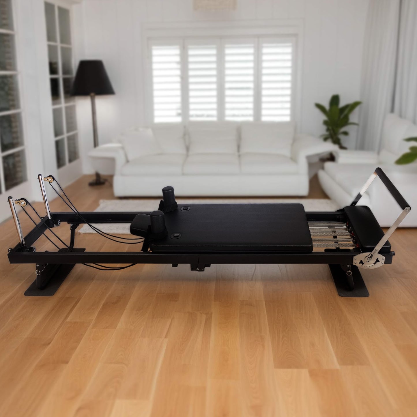 Powertrain Aria Pilates Reformer Machine Steel Foldable Home Gym Equipment Exercise Trainer Black