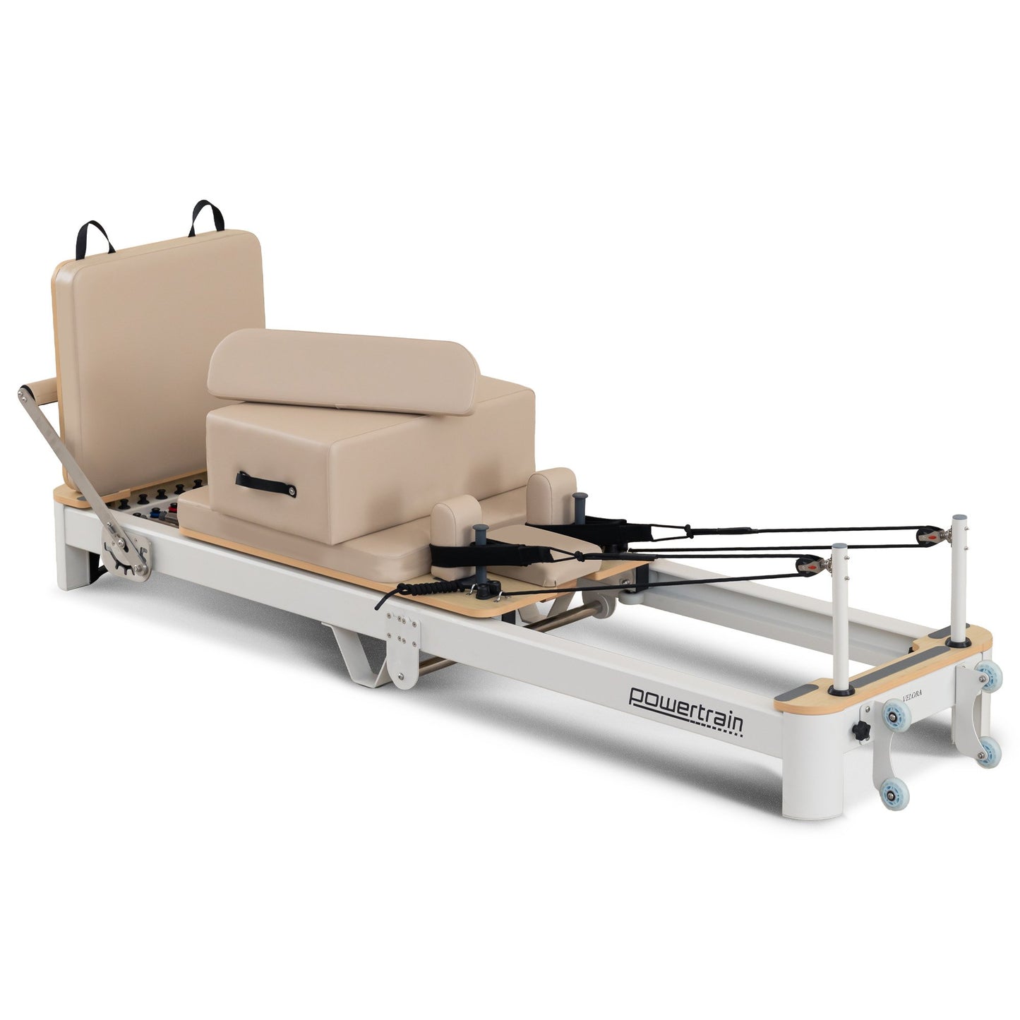 Powertrain Velora Pilates Reformer Machine Aluminium Foldable Multifunctional Home Gym Equipment Exercise Trainer Beige