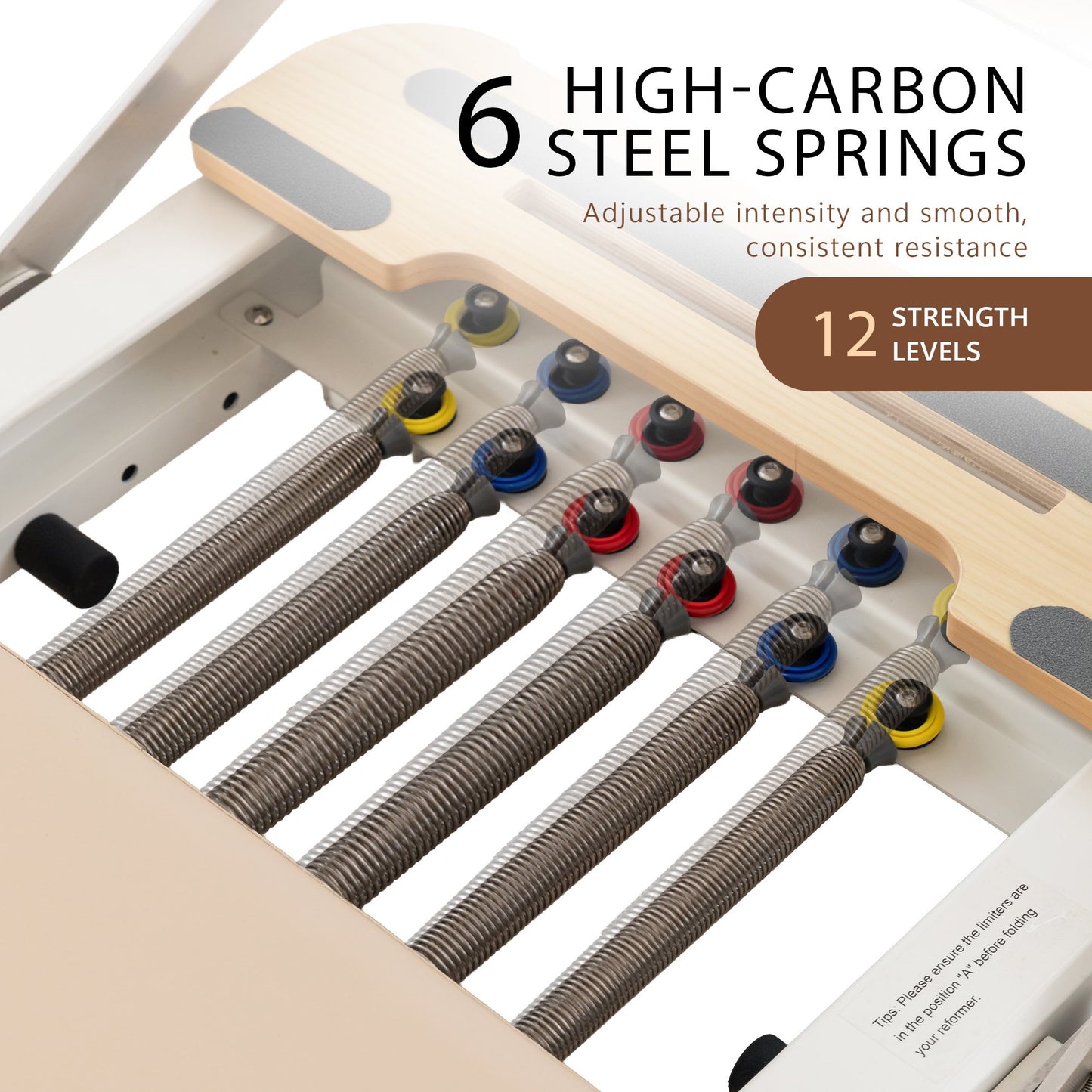 Powertrain Velora Pilates Reformer Machine Aluminium Foldable Multifunctional Home Gym Equipment Exercise Trainer Beige