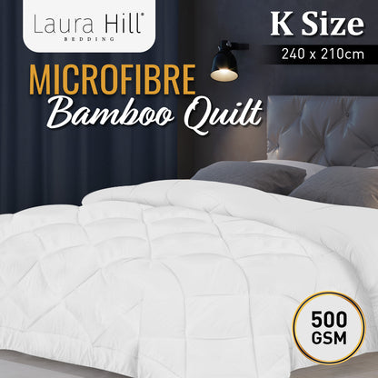 Laura Hill 500GSM Microfibre Bamboo Quilt Comforter Doona - King
