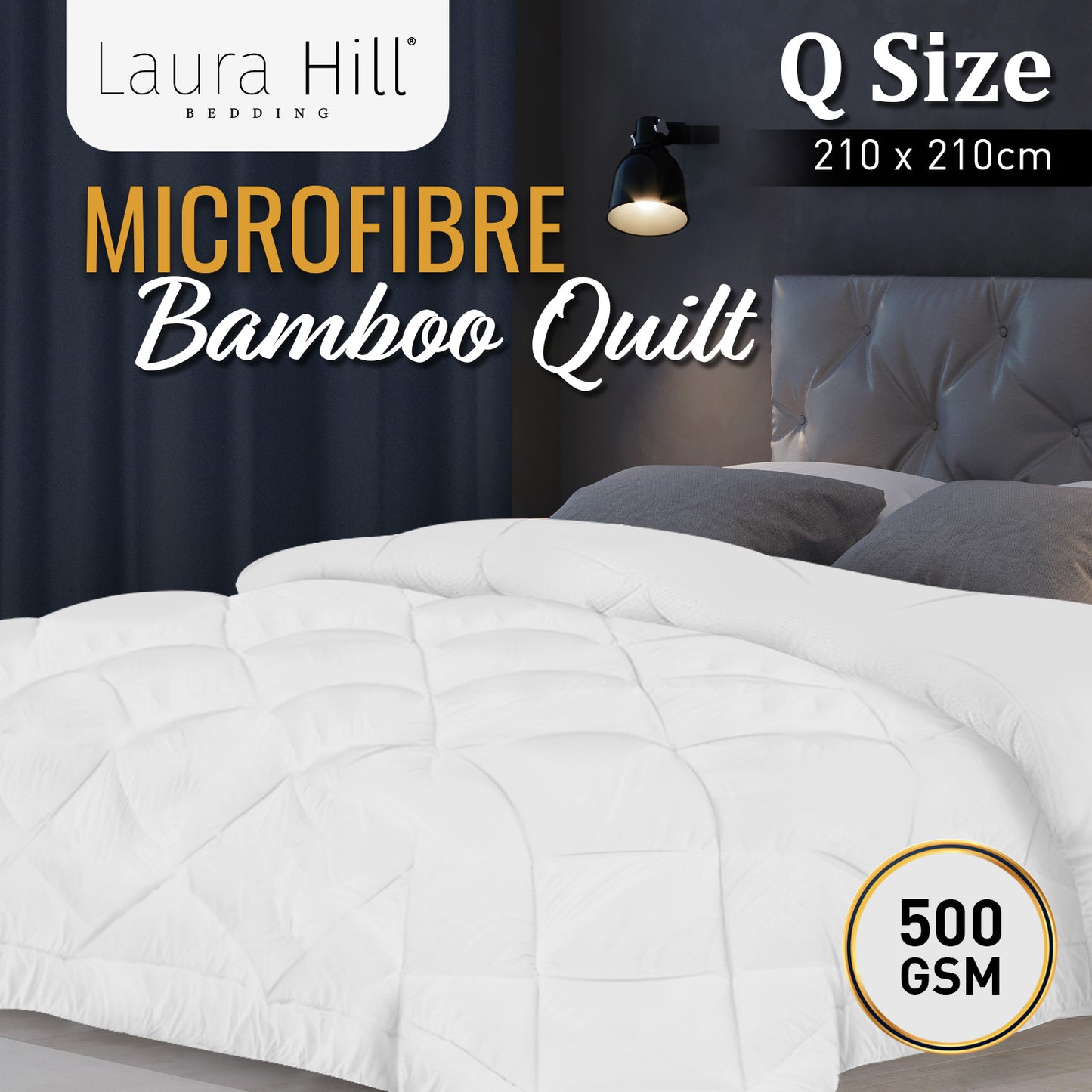 Laura Hill 500GSM Microfibre Bamboo Quilt Comforter Doona - Queen