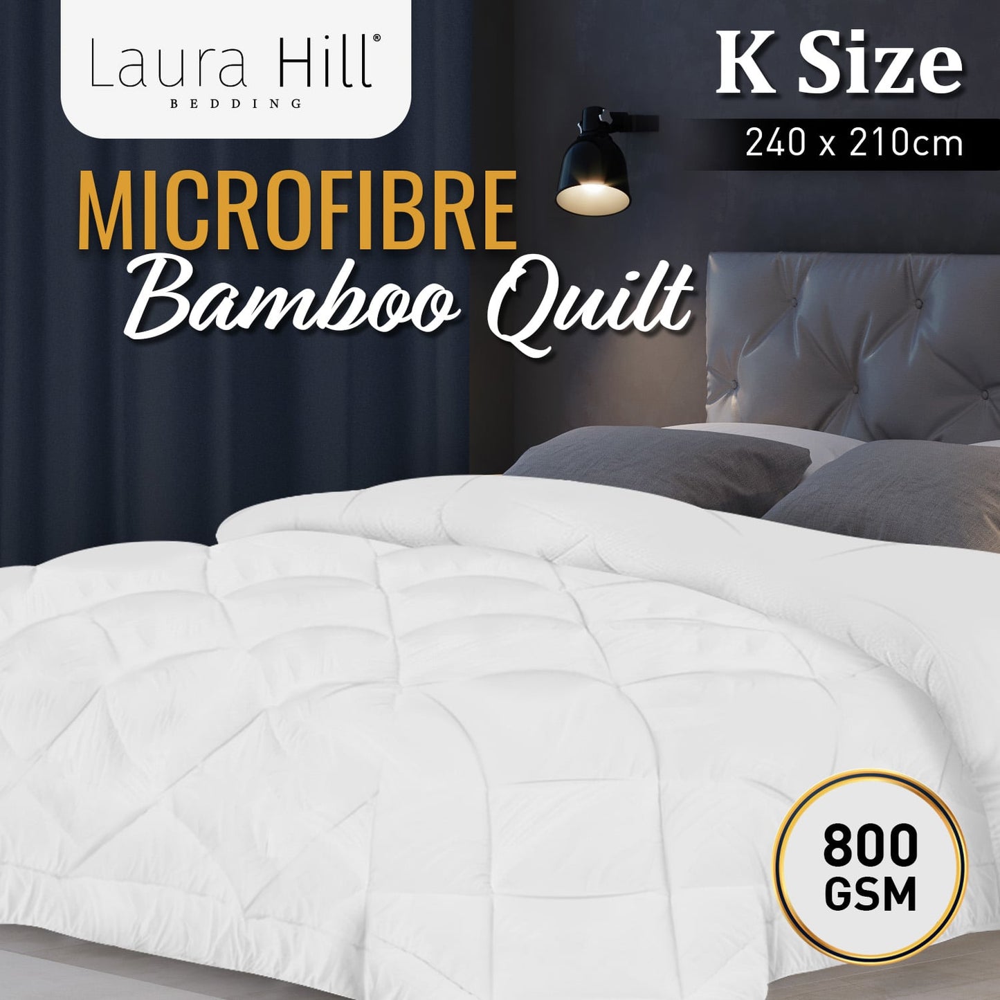 Laura Hill 800GSM Microfibre Bamboo Quilt Comforter Doona - King