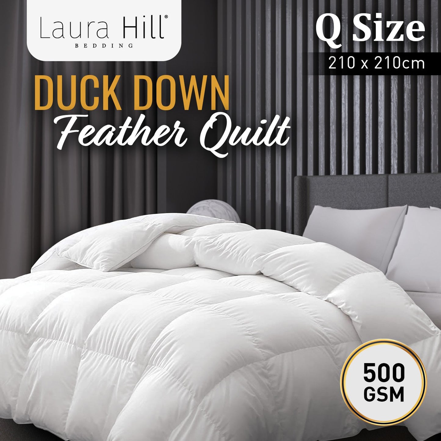 Laura Hill 500GSM Duck Down Feather Quilt Comforter Doona - Queen