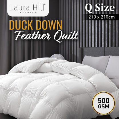 Laura Hill 500GSM Duck Down Feather Quilt Comforter Doona - Queen