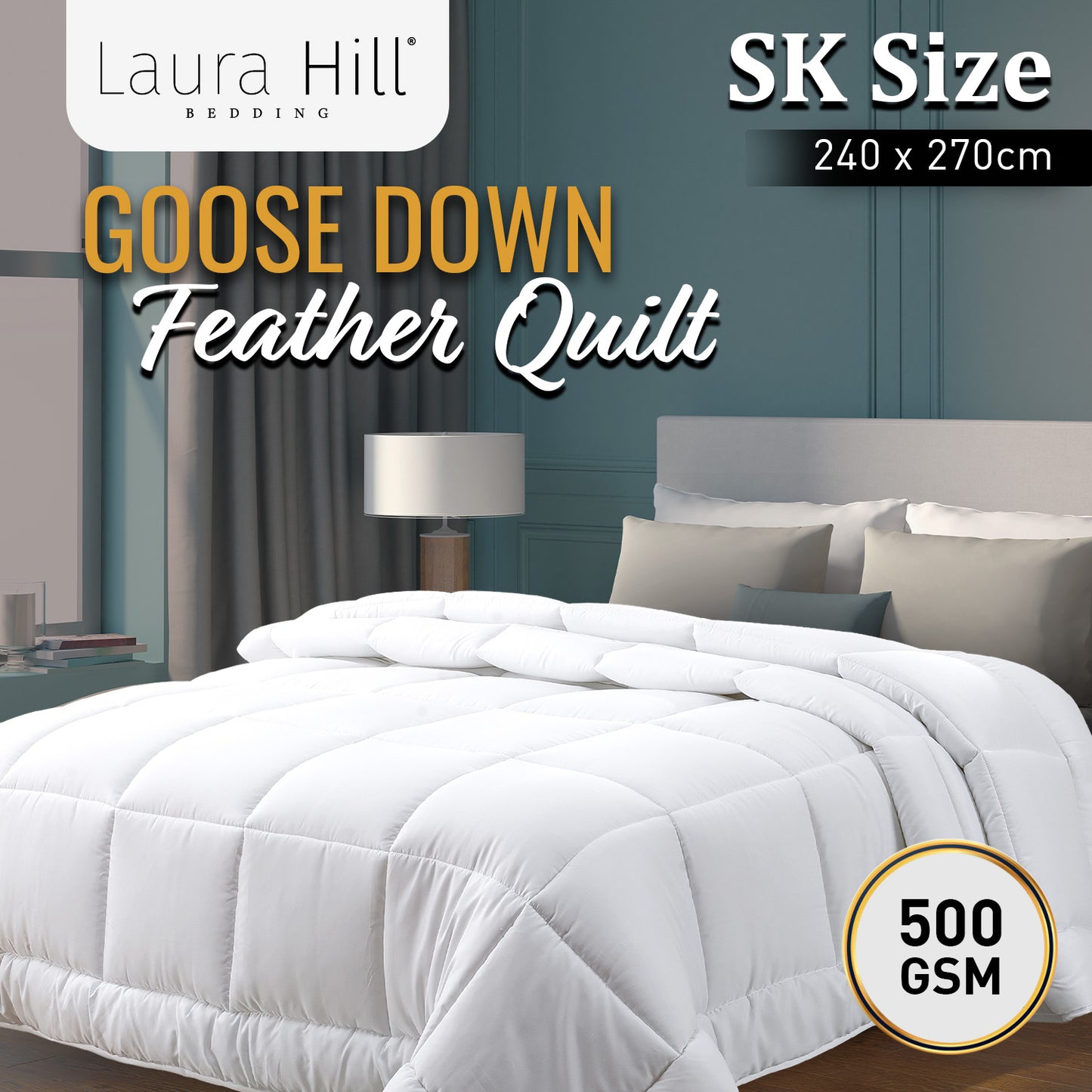 Laura Hill 500GSM Goose Down Feather Comforter Doona - Super King