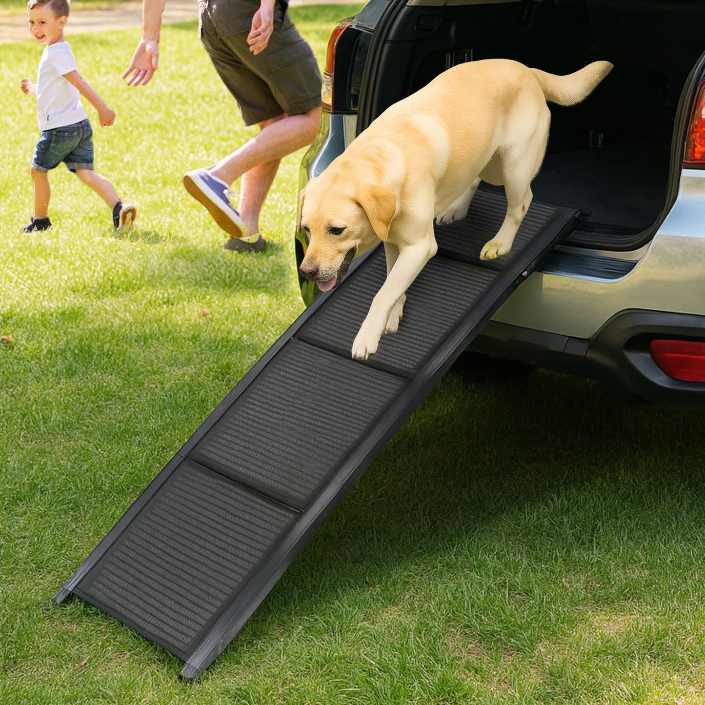 Furtastic Dog Pet Ramp Stairs Car Vehicle Folding Aluminium Cats Non-Slip Felt Safety