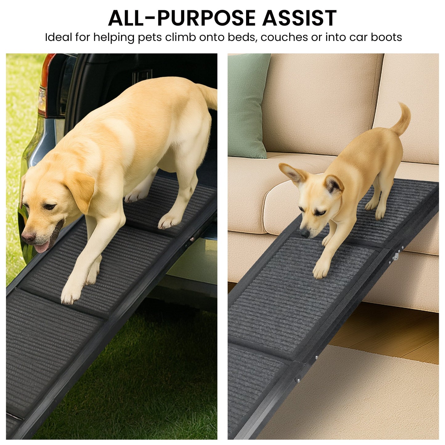 Furtastic Dog Pet Ramp Stairs Car Vehicle Folding Aluminium Cats Non-Slip Felt Safety