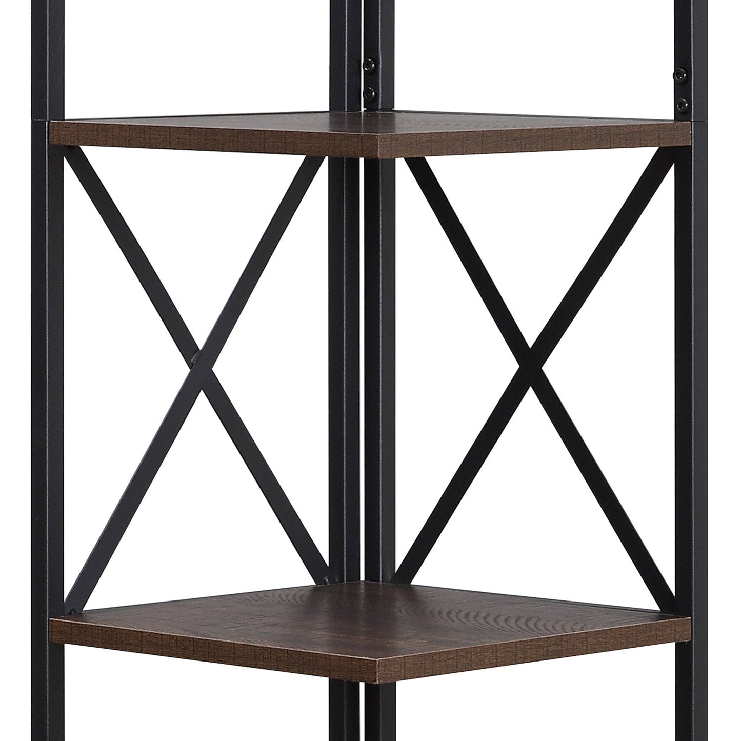 Sarantino Nora 5-Tier Corner Bookshelf - Walnut/Black