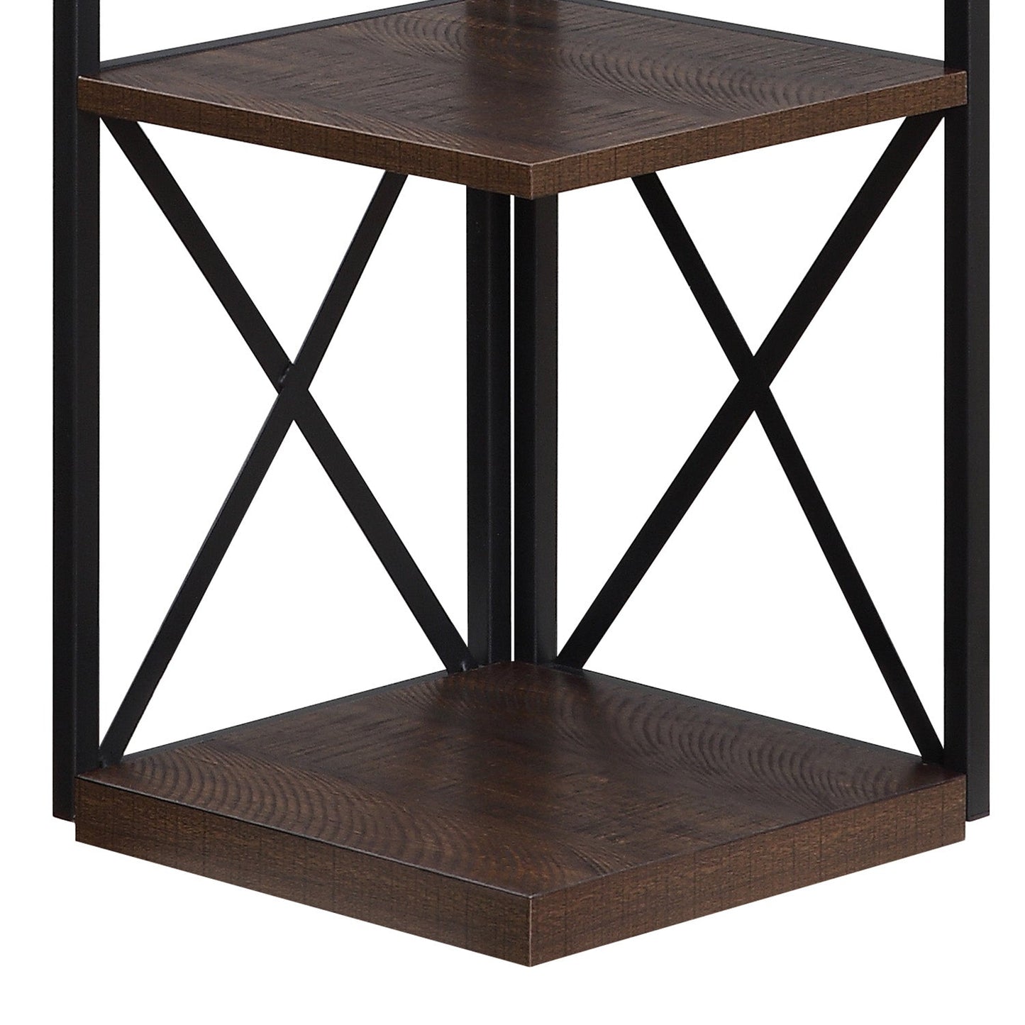 Sarantino Nora 5-Tier Corner Bookshelf - Walnut/Black