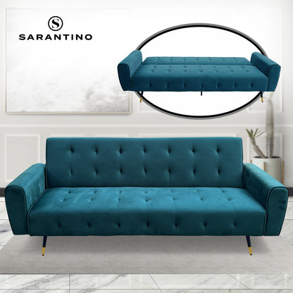 Ava Tufted Velvet Sofa Bed by Sarantino - Green