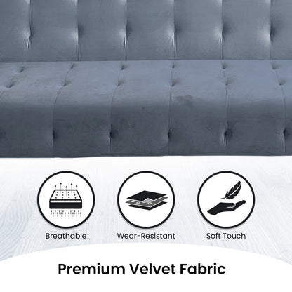 Ava Tufted Velvet Sofa Bed by Sarantino - Light Grey