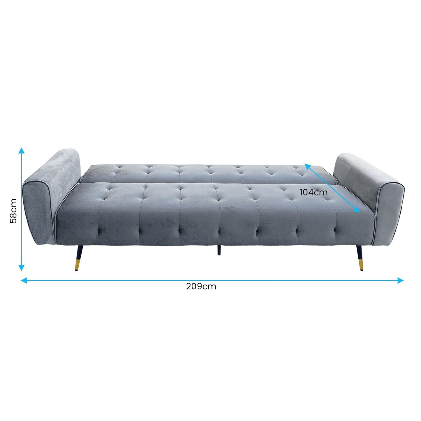 Ava Tufted Velvet Sofa Bed by Sarantino - Light Grey