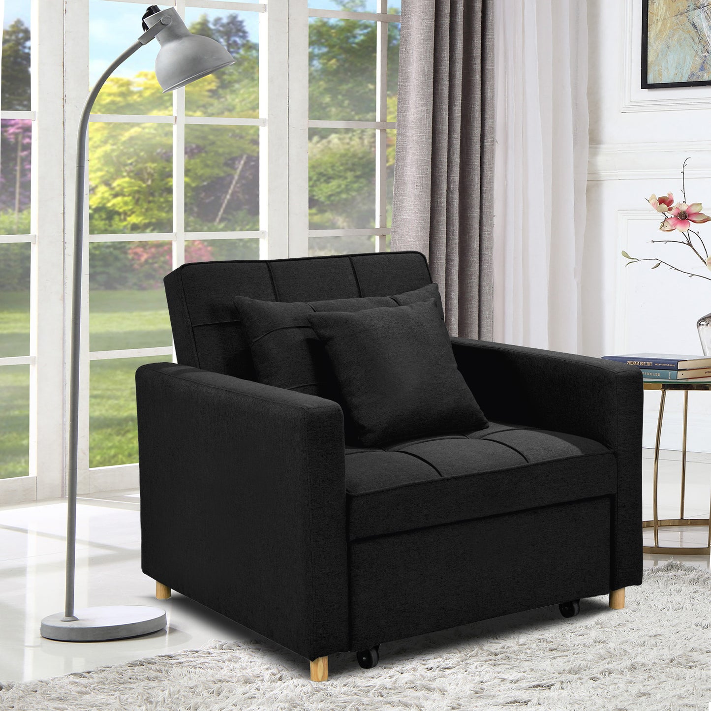 Suri 3-in-1 Convertible Lounge Chair Bed by Sarantino - Black
