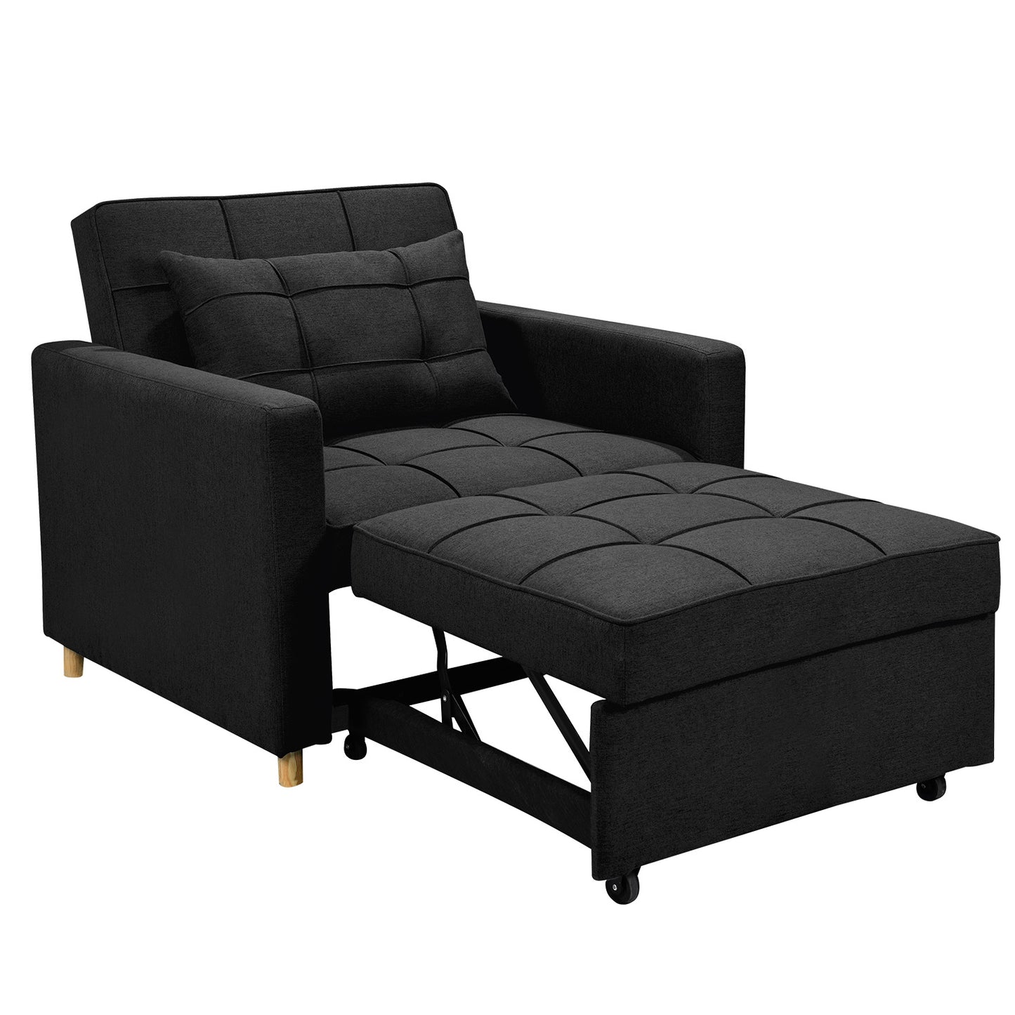 Suri 3-in-1 Convertible Lounge Chair Bed by Sarantino - Black