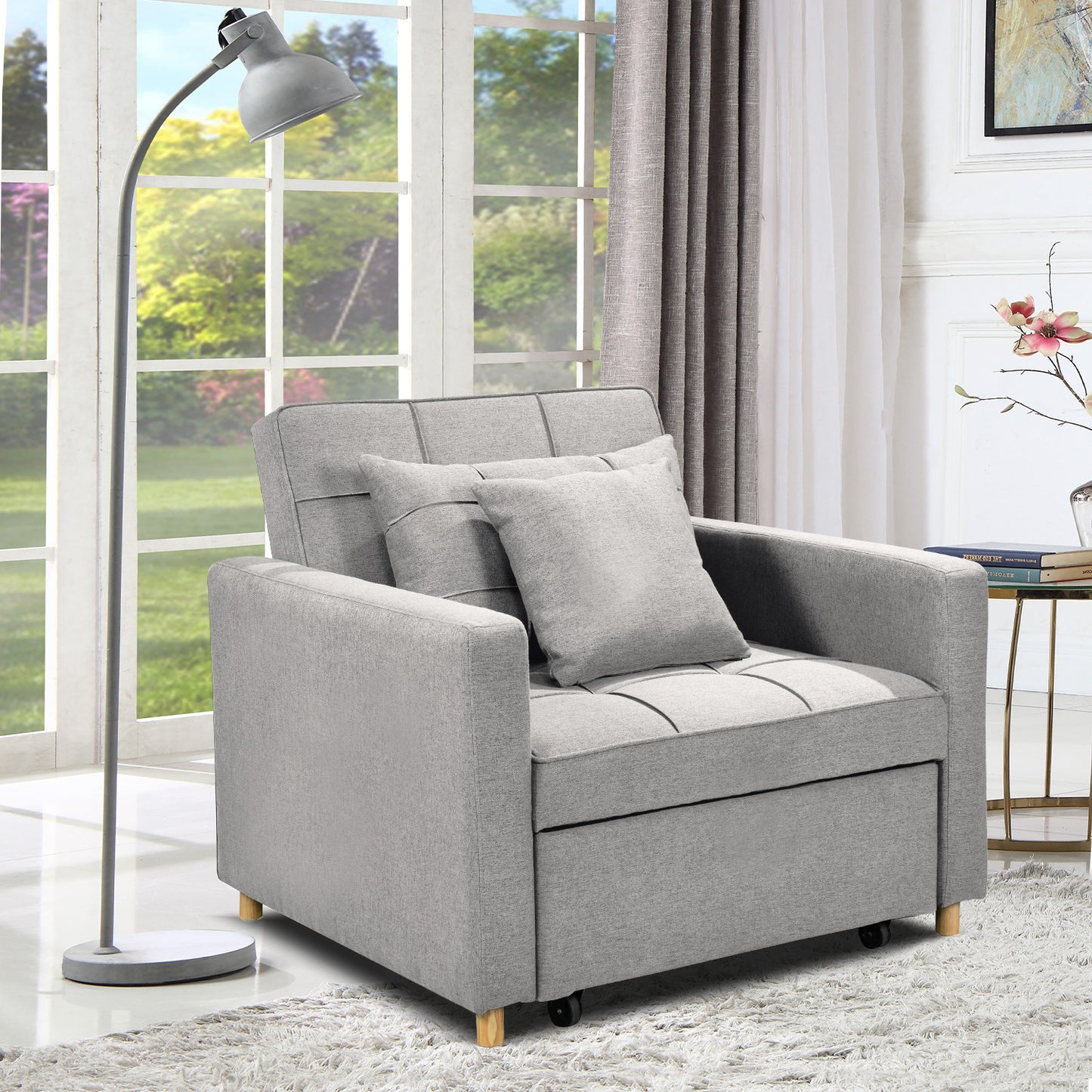 Suri 3-in-1 Convertible Sofa Chair Bed Lounger by Sarantino Light Grey