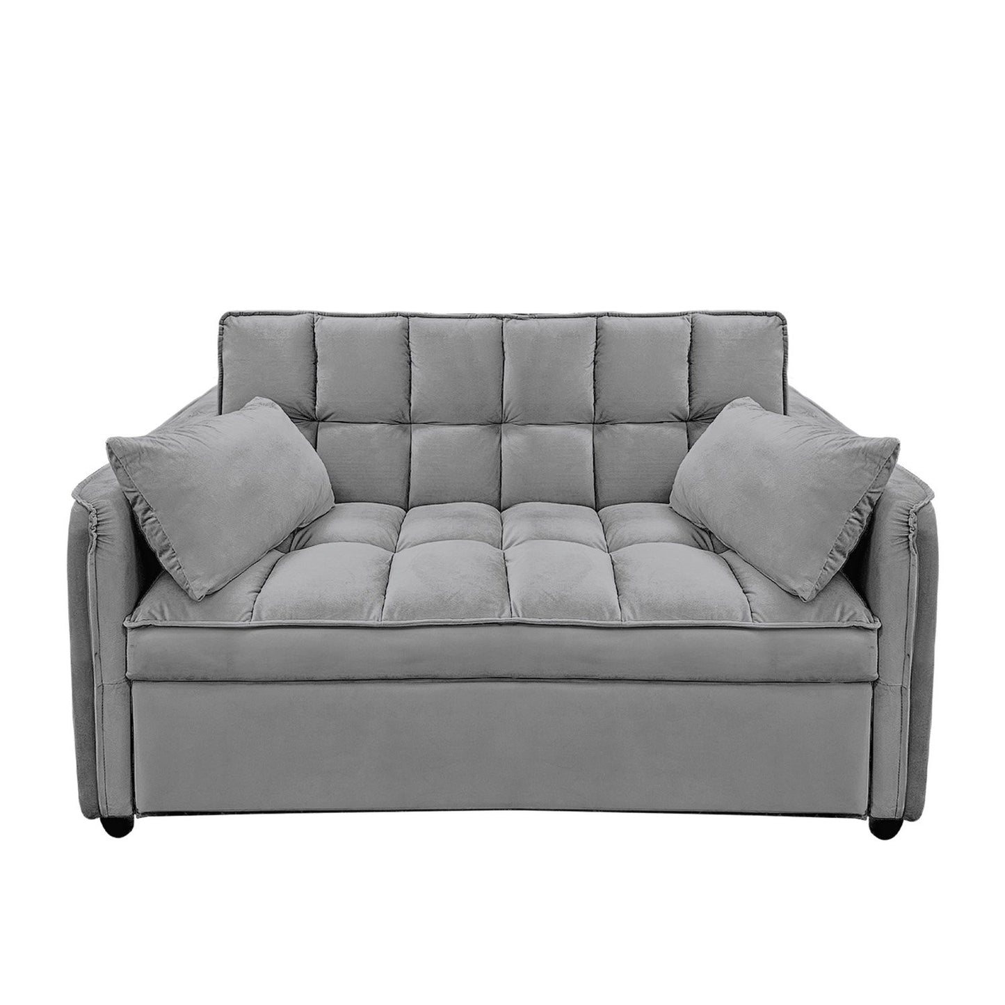 Sarantino Quincy Tufted 2-Seater Velvet Sofa Bed - Dark Grey