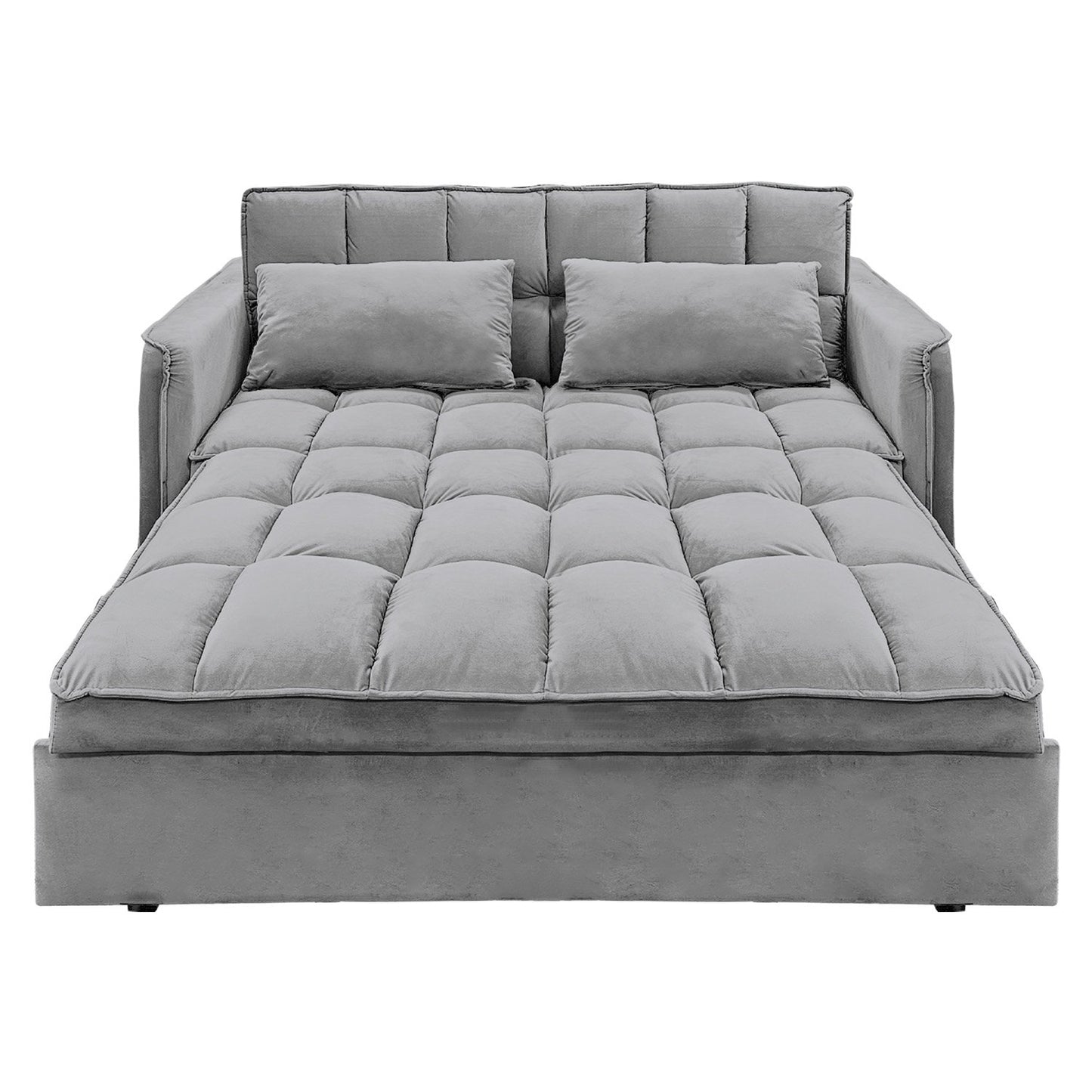 Sarantino Quincy Tufted 2-Seater Velvet Sofa Bed - Dark Grey