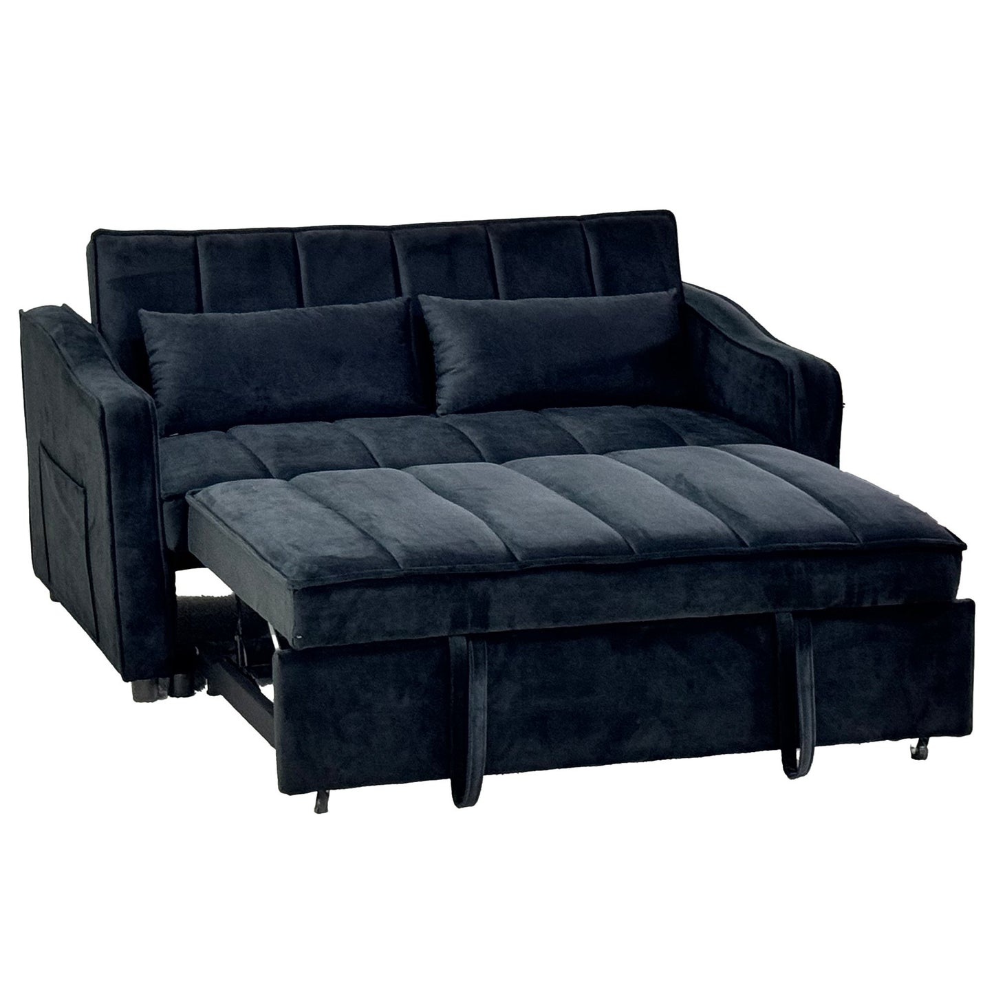 Sarantino Fenton 2-Seater Velvet Sofa Bed in Black
