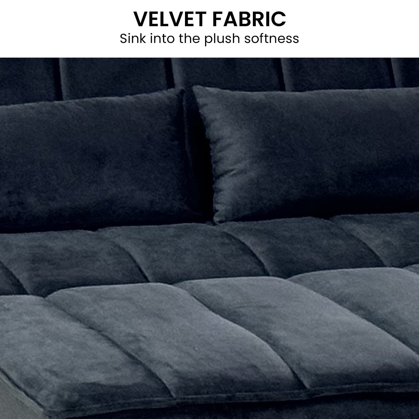 Sarantino Fenton 2-Seater Velvet Sofa Bed in Black