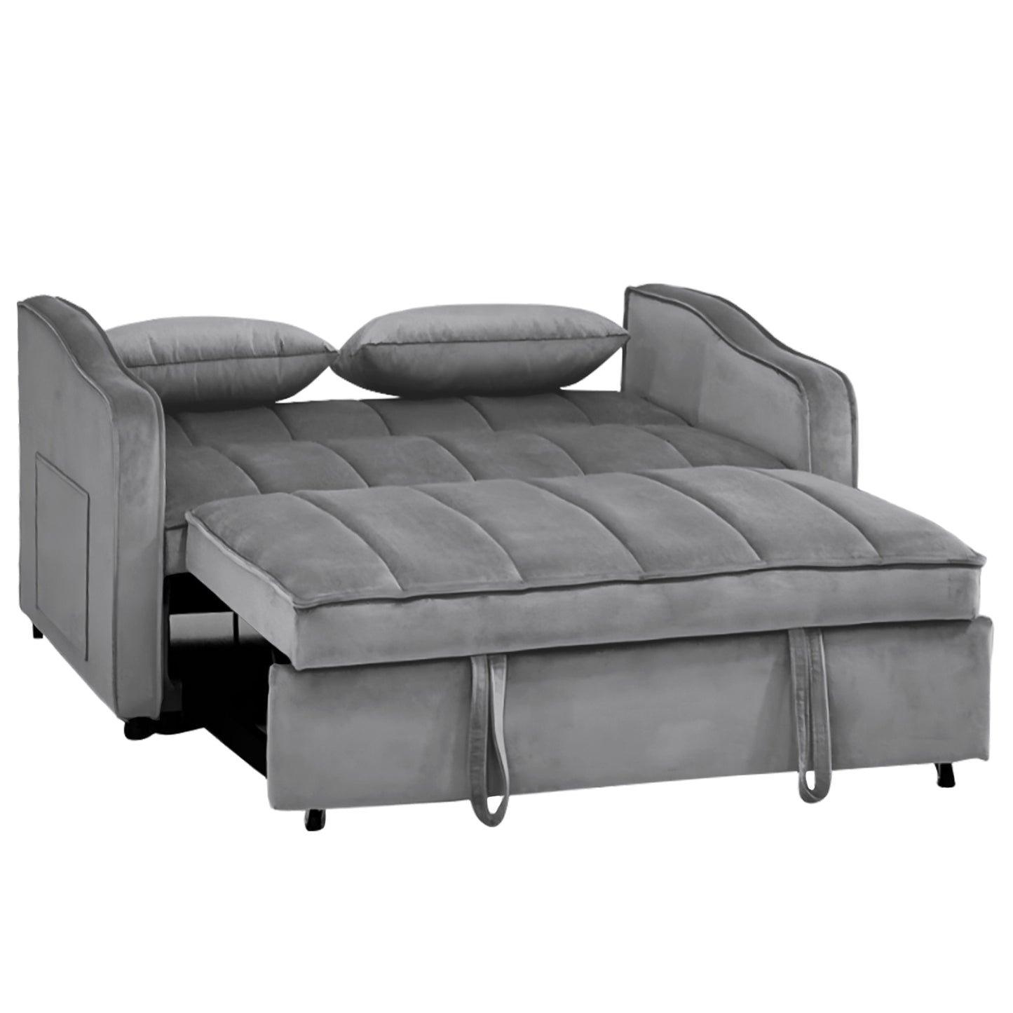 Sarantino Fenton Velvet 2-Seater Sofa Bed - Dark Grey