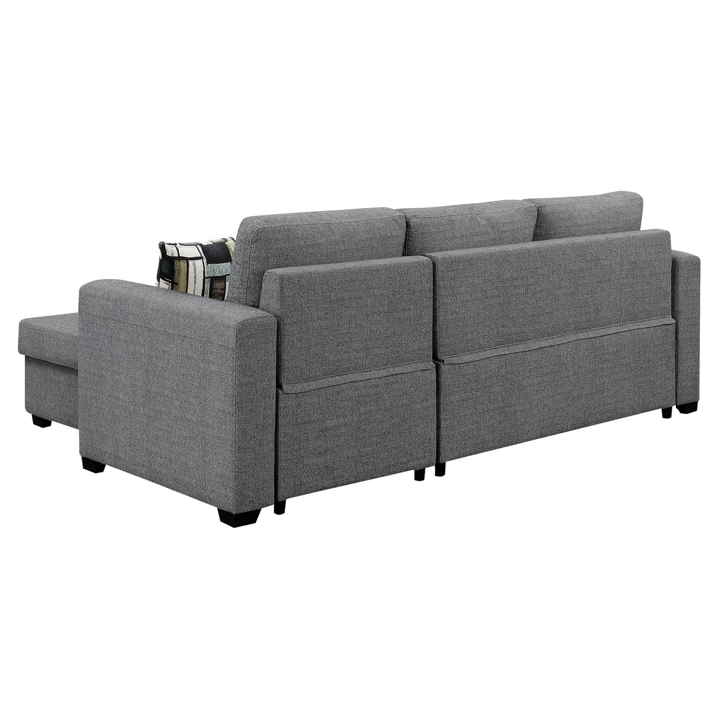 Fontana Pullout Sofa Bed with Storage Chaise Lounge  Sarantino - Grey