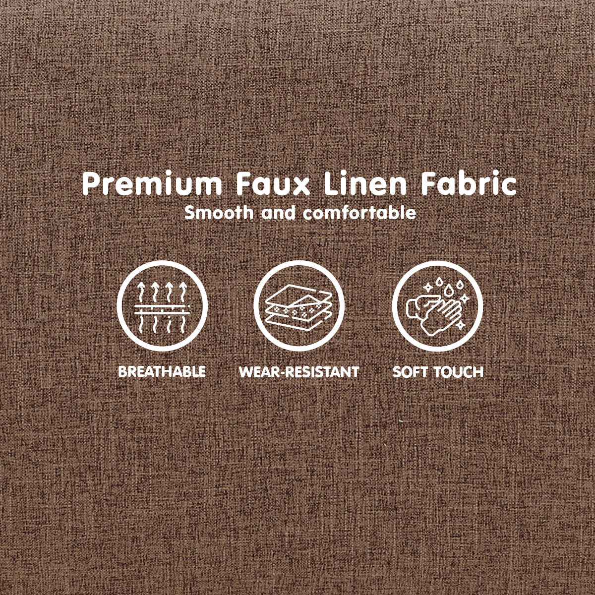 Sarantino 3 Seater Modular Linen Fabric Sofa Bed Couch Futon - Brown