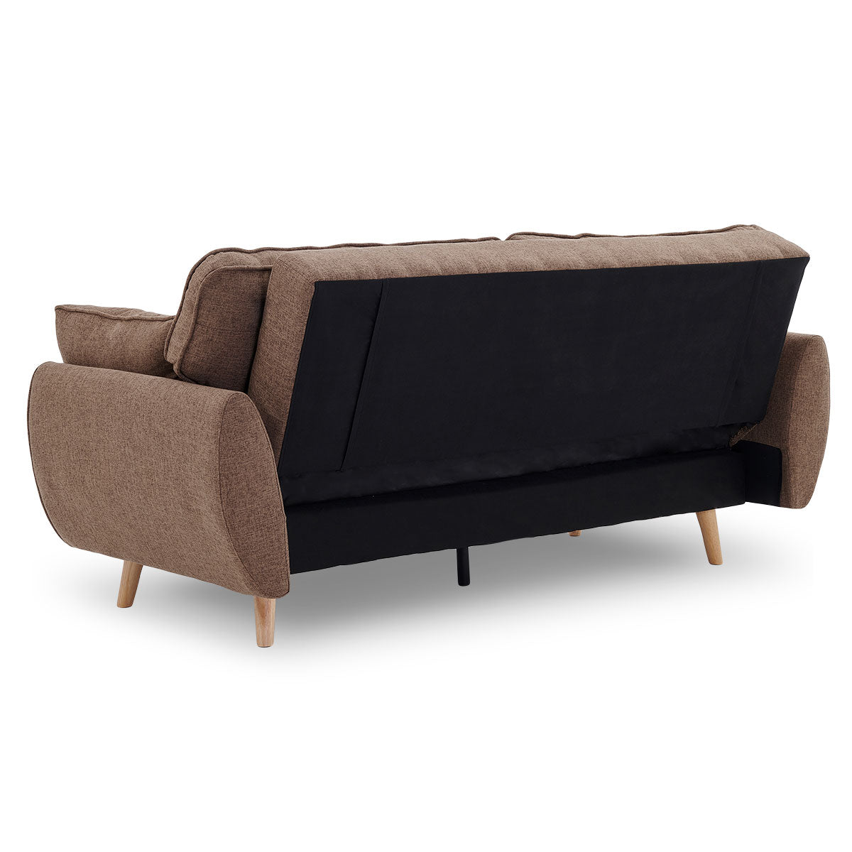 Sarantino 3 Seater Modular Linen Fabric Sofa Bed Couch Futon - Brown