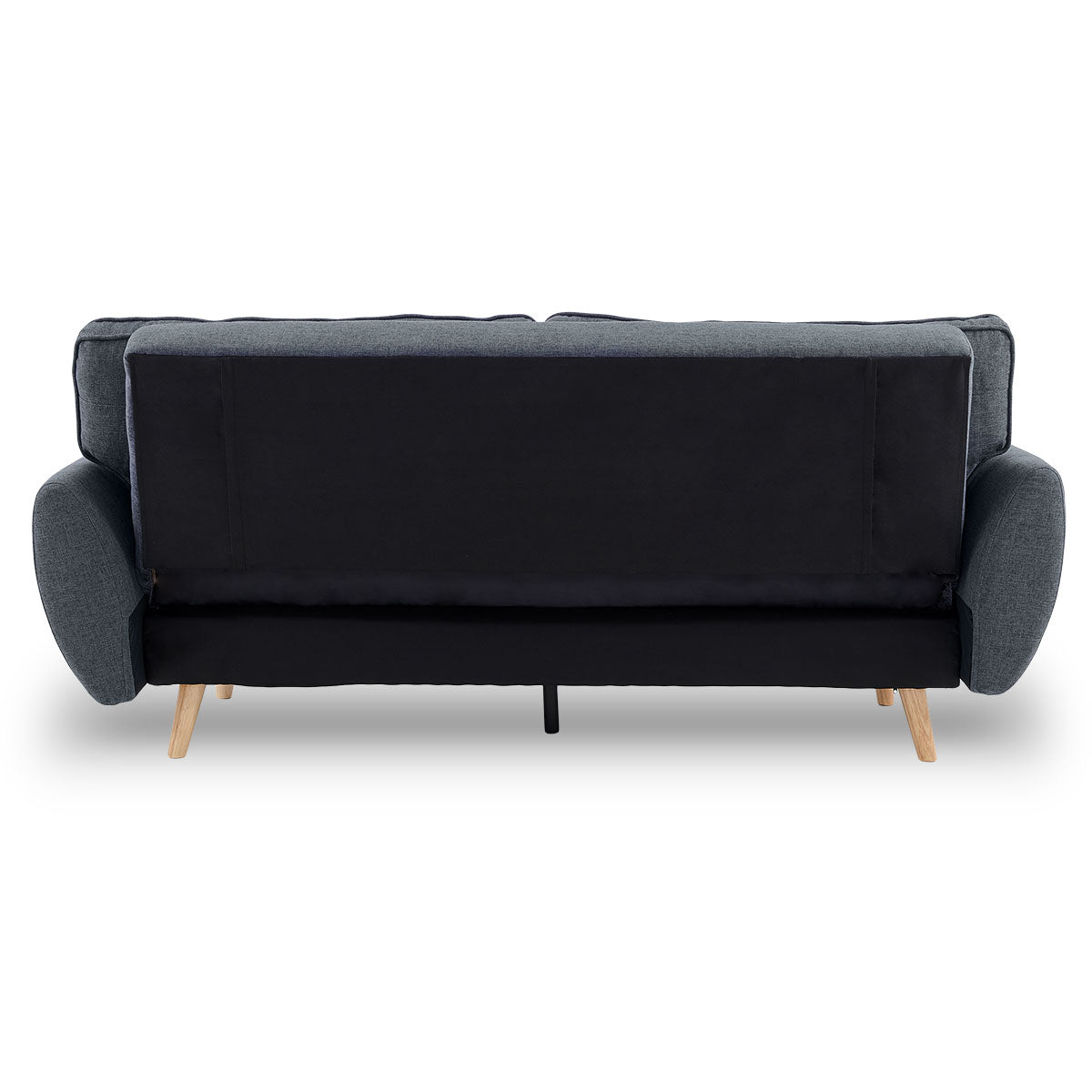 Sarantino 3 Seater Modular Linen Fabric Wood Sofa Bed Couch- Dark Grey