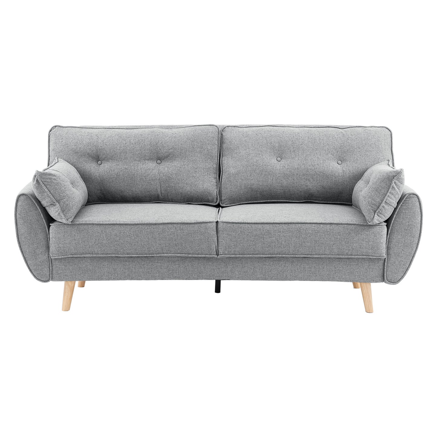 Elle Button-Tufted Fabric Sofa Bed w/ Cushions by Sarantino Light Grey