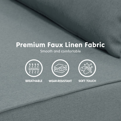 Sarantino 2-Seater Adjustable Sofa Bed Lounge Faux Linen - Grey
