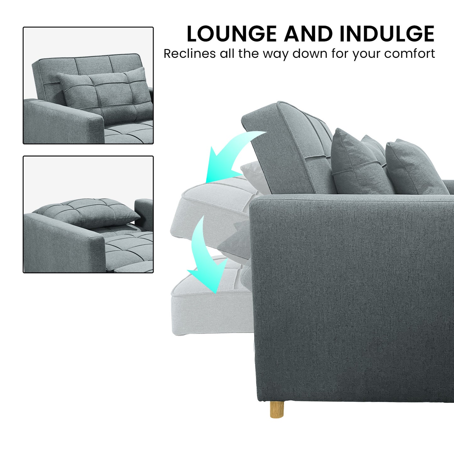 Suri 3-in-1 Convertible Sofa Chair Bed by Sarantino - Airforce Blue