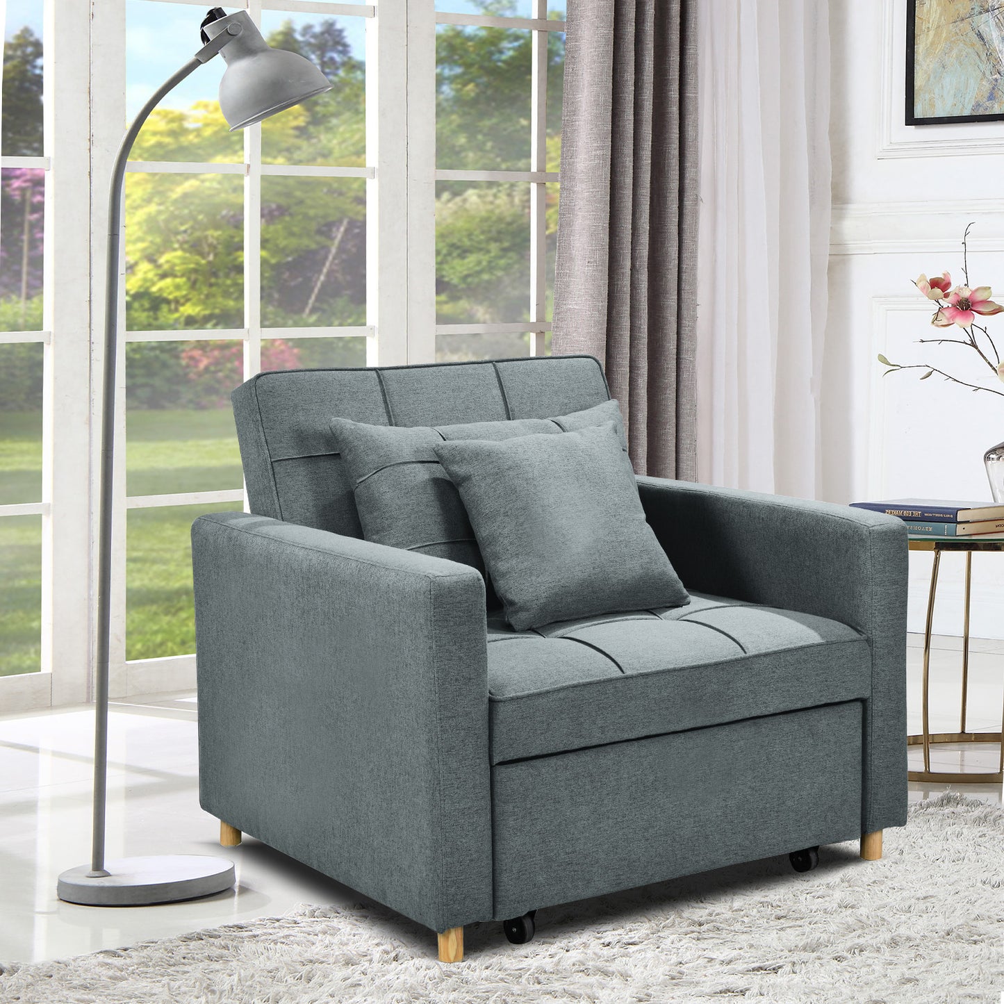 Suri 3-in-1 Convertible Sofa Chair Bed by Sarantino - Airforce Blue