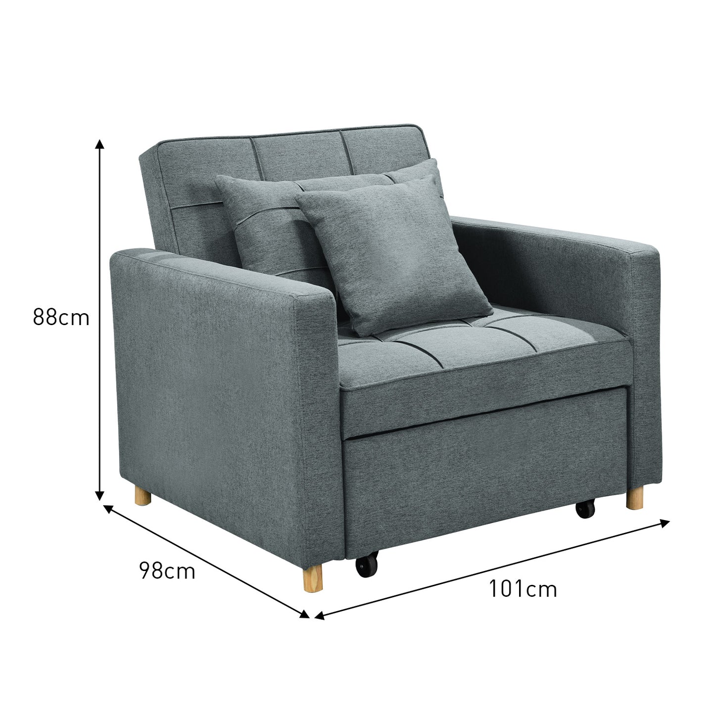 Suri 3-in-1 Convertible Sofa Chair Bed by Sarantino - Airforce Blue