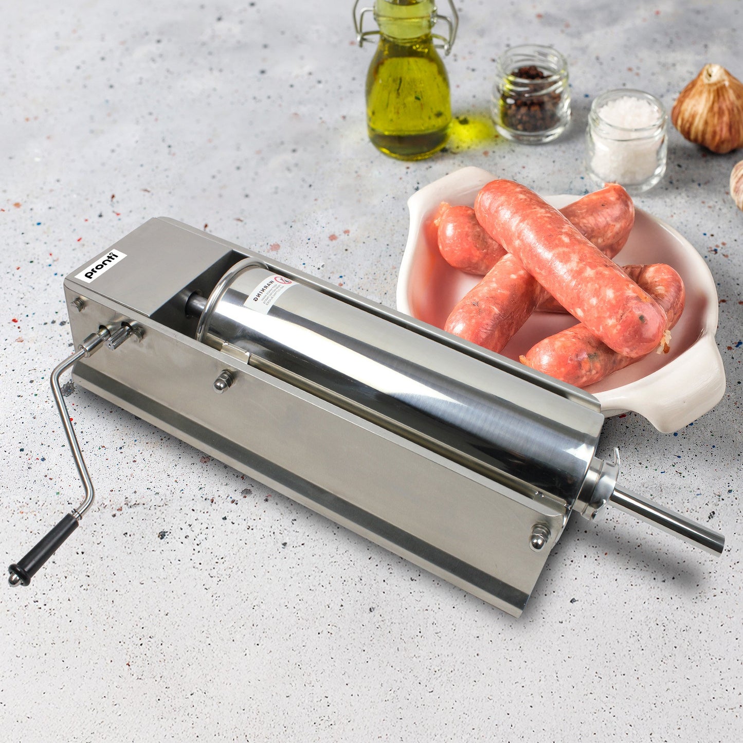 Pronti 5L Stainless Steel Horizontal Sausage Stuffer
