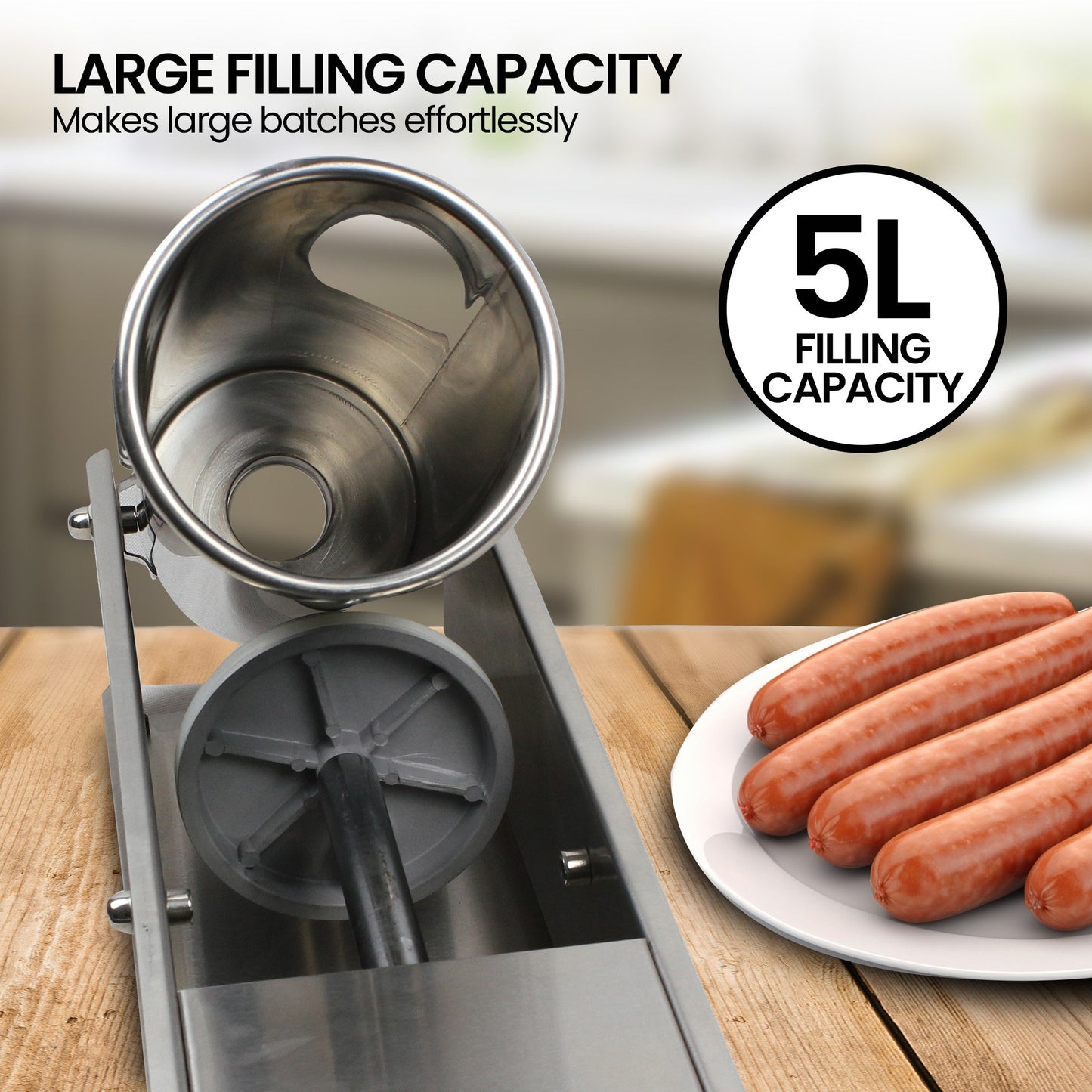 Pronti 5L Stainless Steel Horizontal Sausage Stuffer