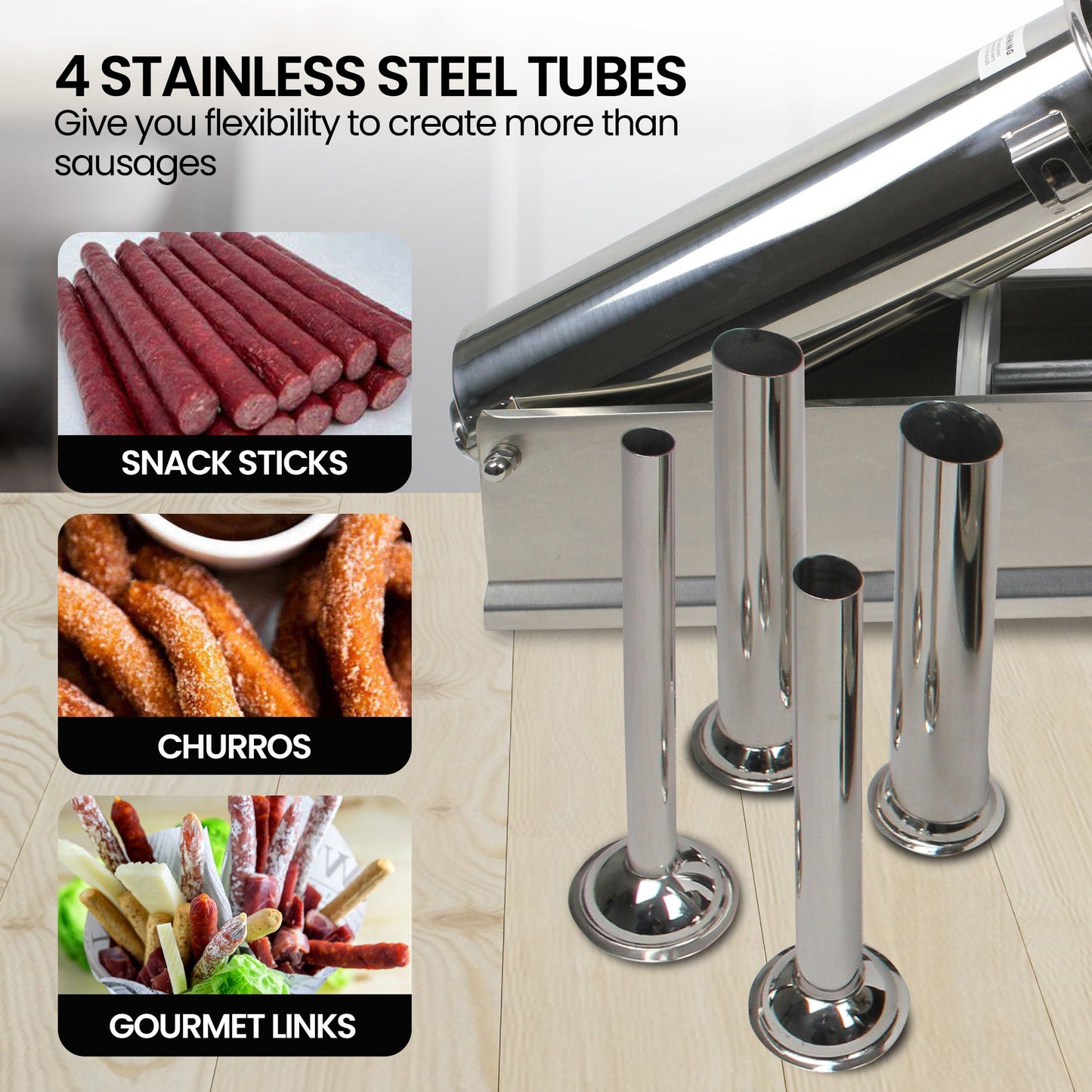 Pronti 5L Stainless Steel Horizontal Sausage Stuffer