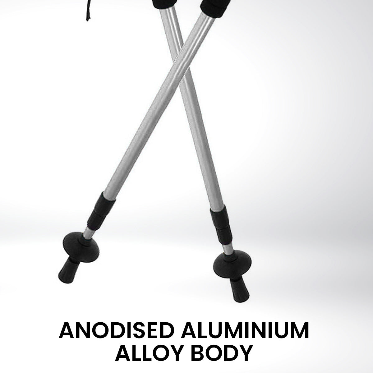 Powertrain Anti-Shock Trekking Hiking Poles Sticks Pair - Silver