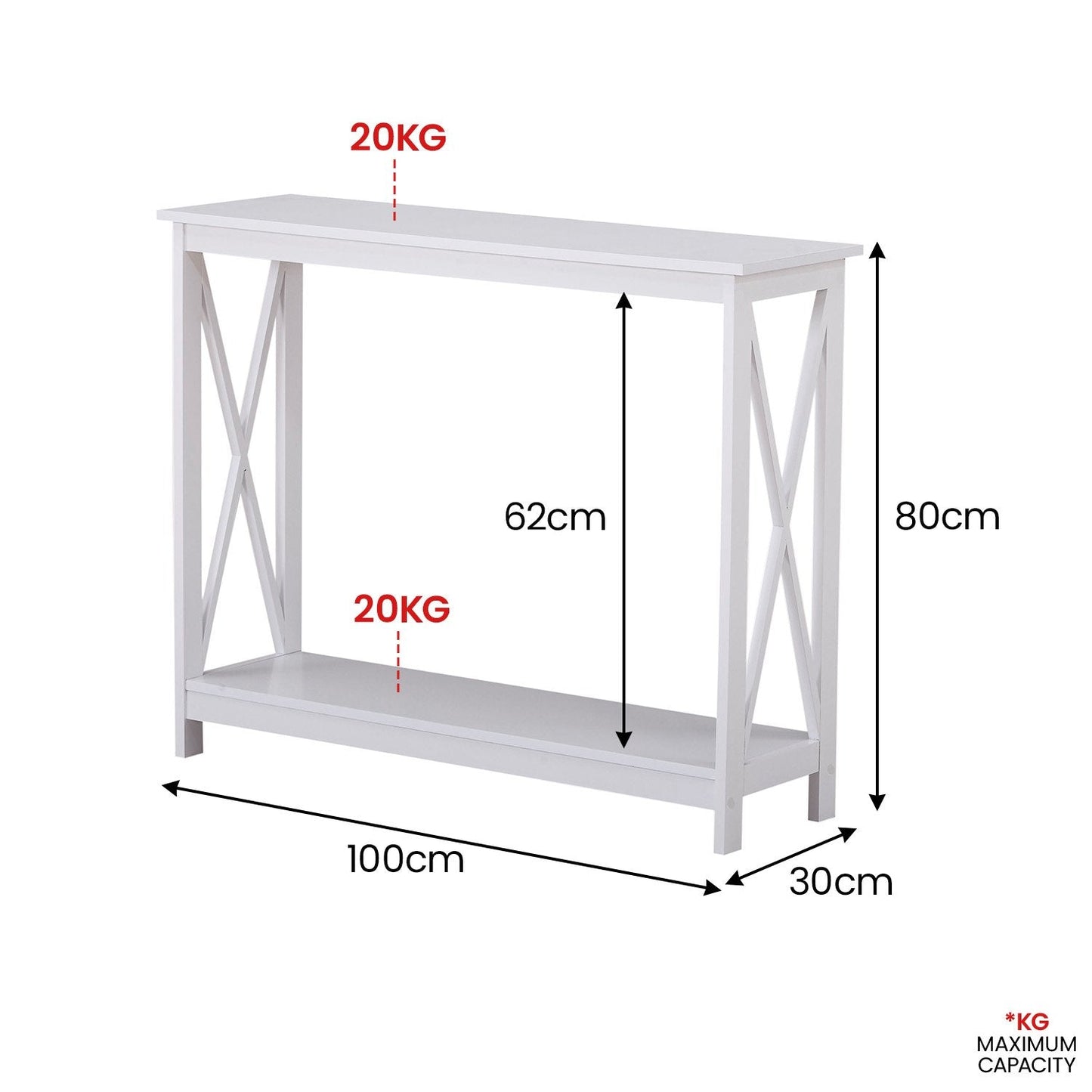 Sarantino Isla X-Frame Console Table - White