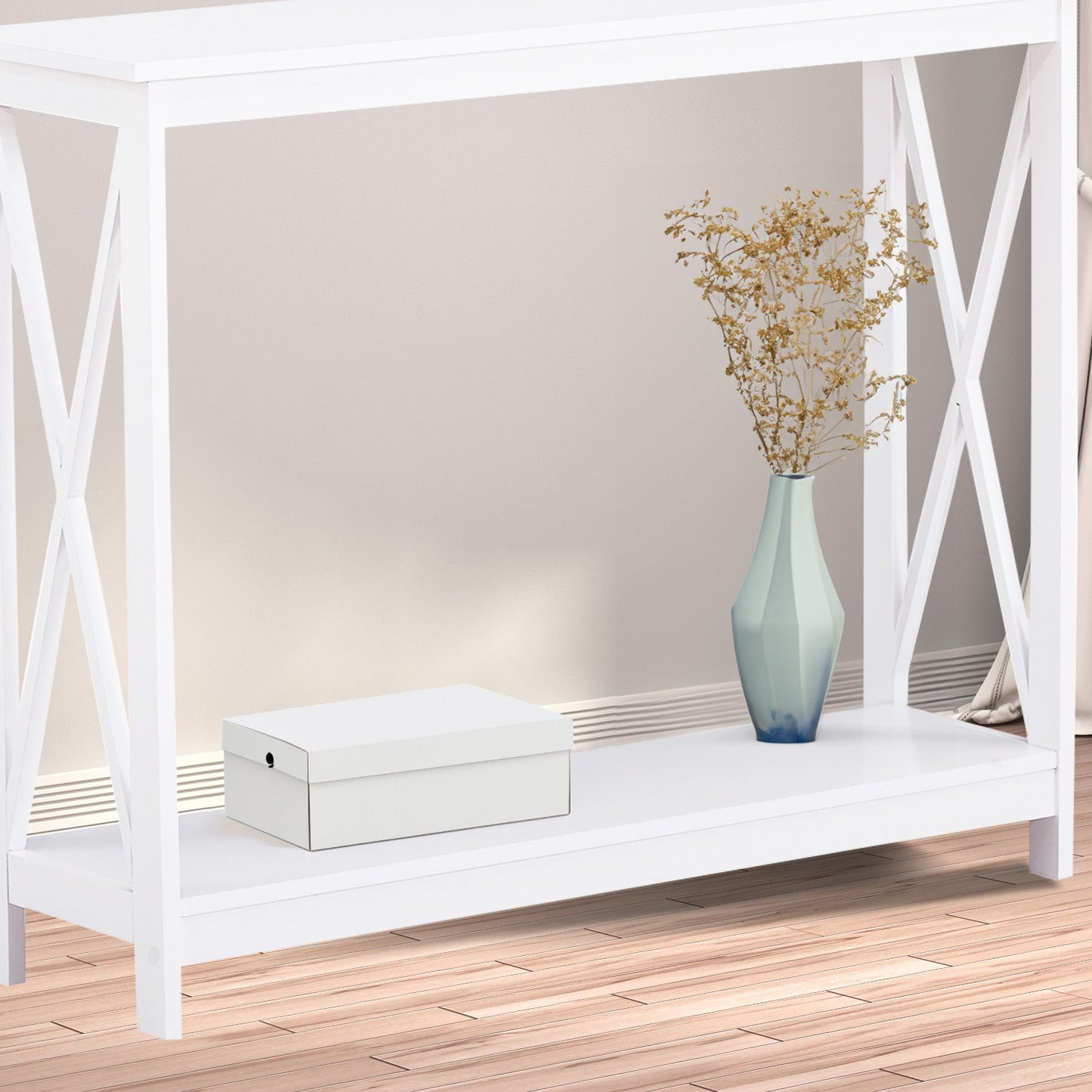 Sarantino Isla X-Frame Console Table - White