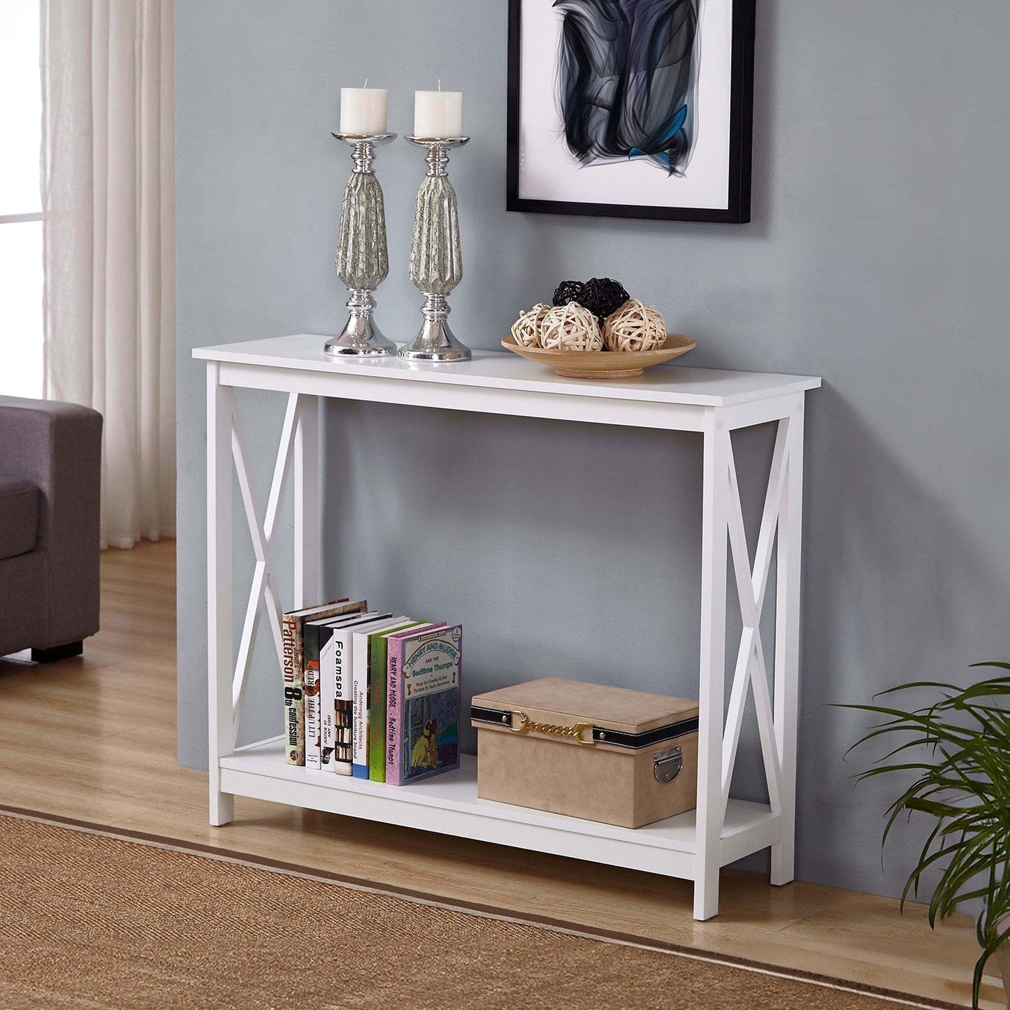 Sarantino Isla X-Frame Console Table - White