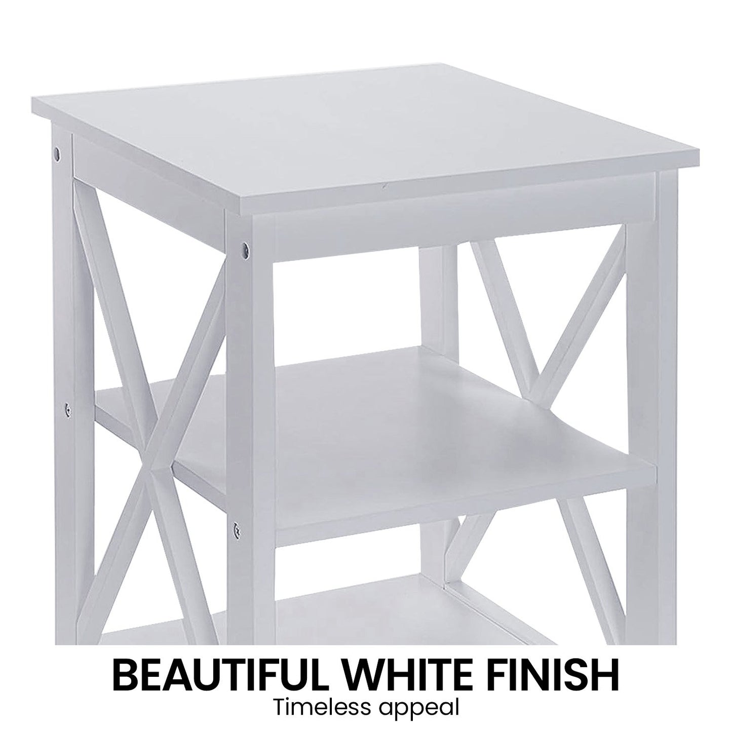 Sarantino Orson 2-Tier Bedside Table - White