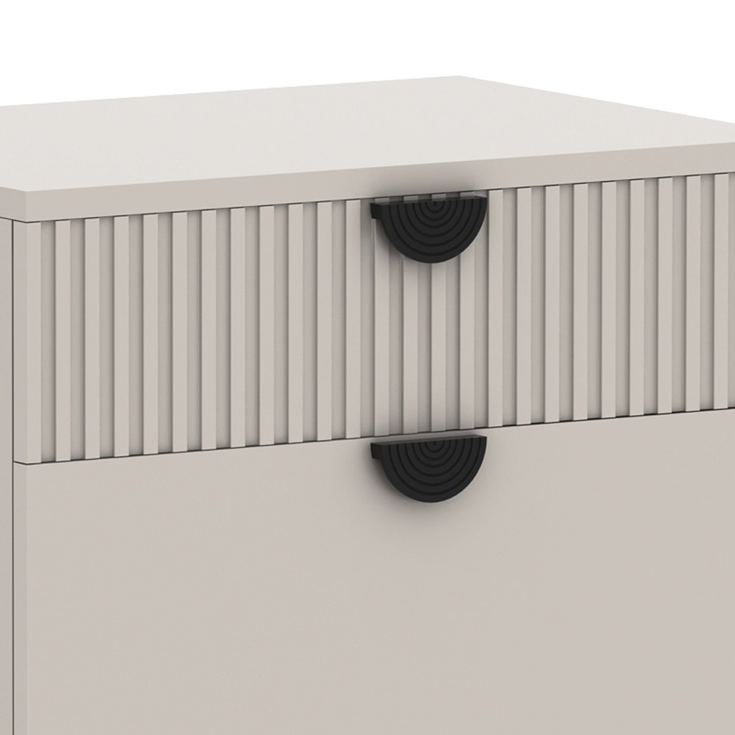 Sarantino Tessa Fluted 2-Drawer Bedside Table in Taupe