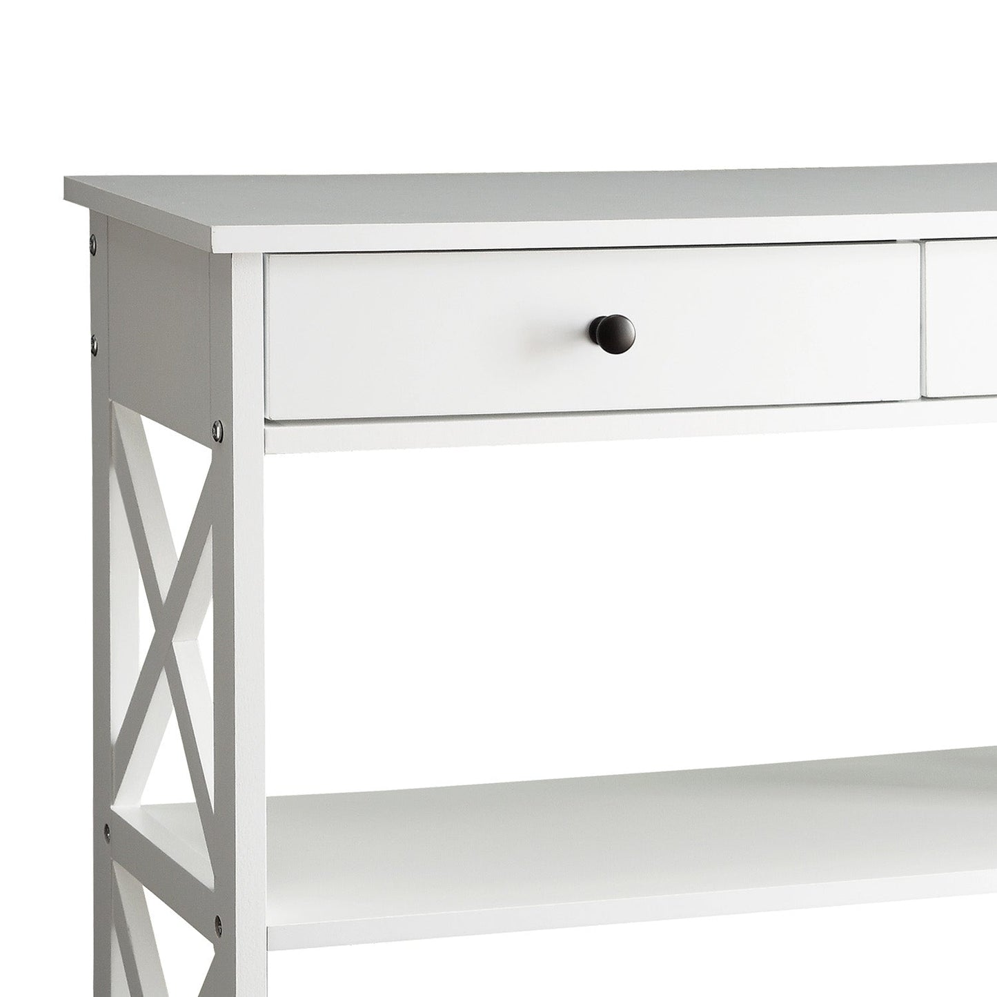 Sarantino Eloise Cross Console Table - White
