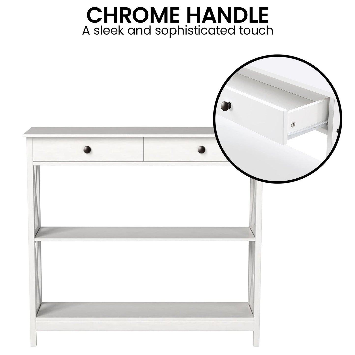 Sarantino Eloise Cross Console Table - White