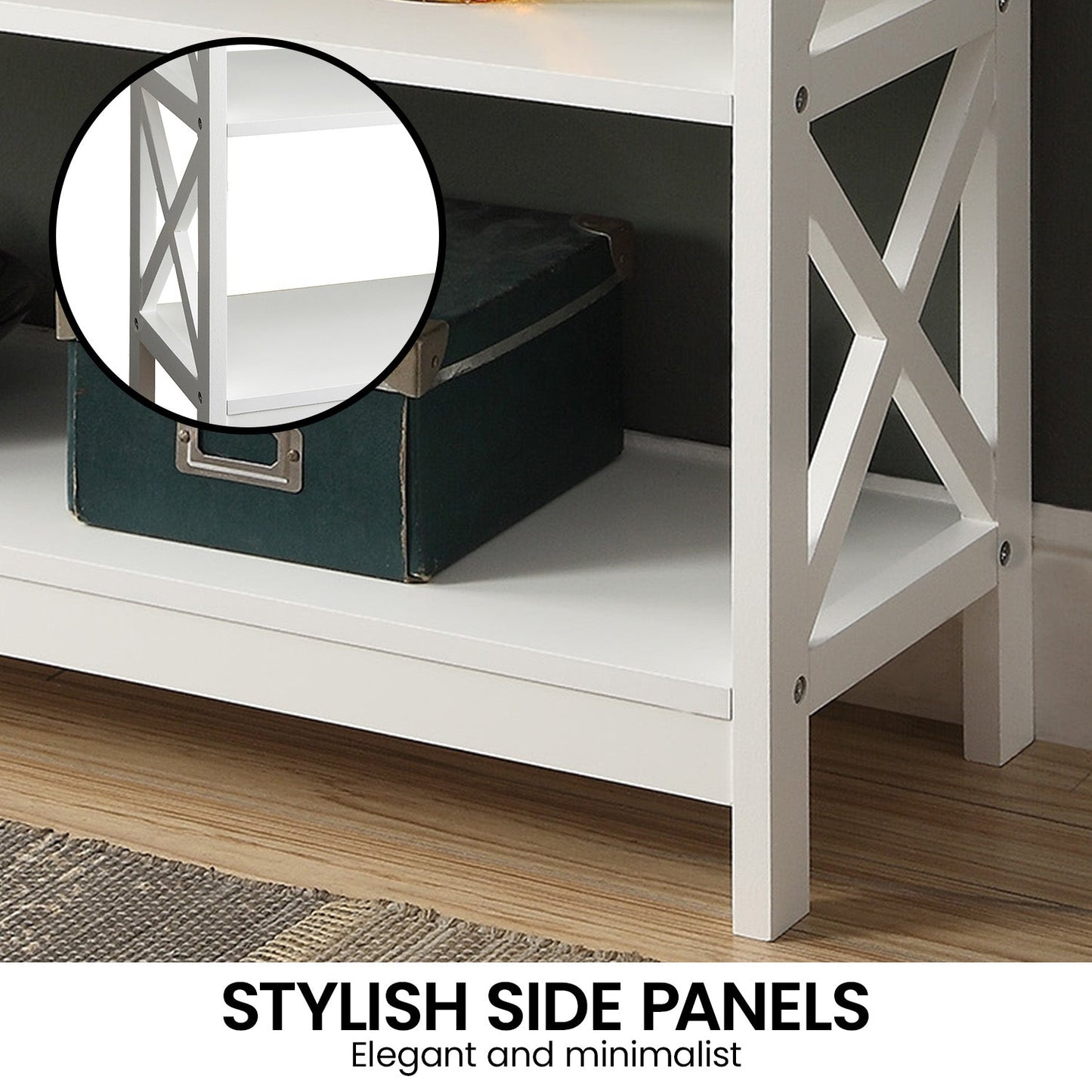 Sarantino Eloise Cross Console Table - White